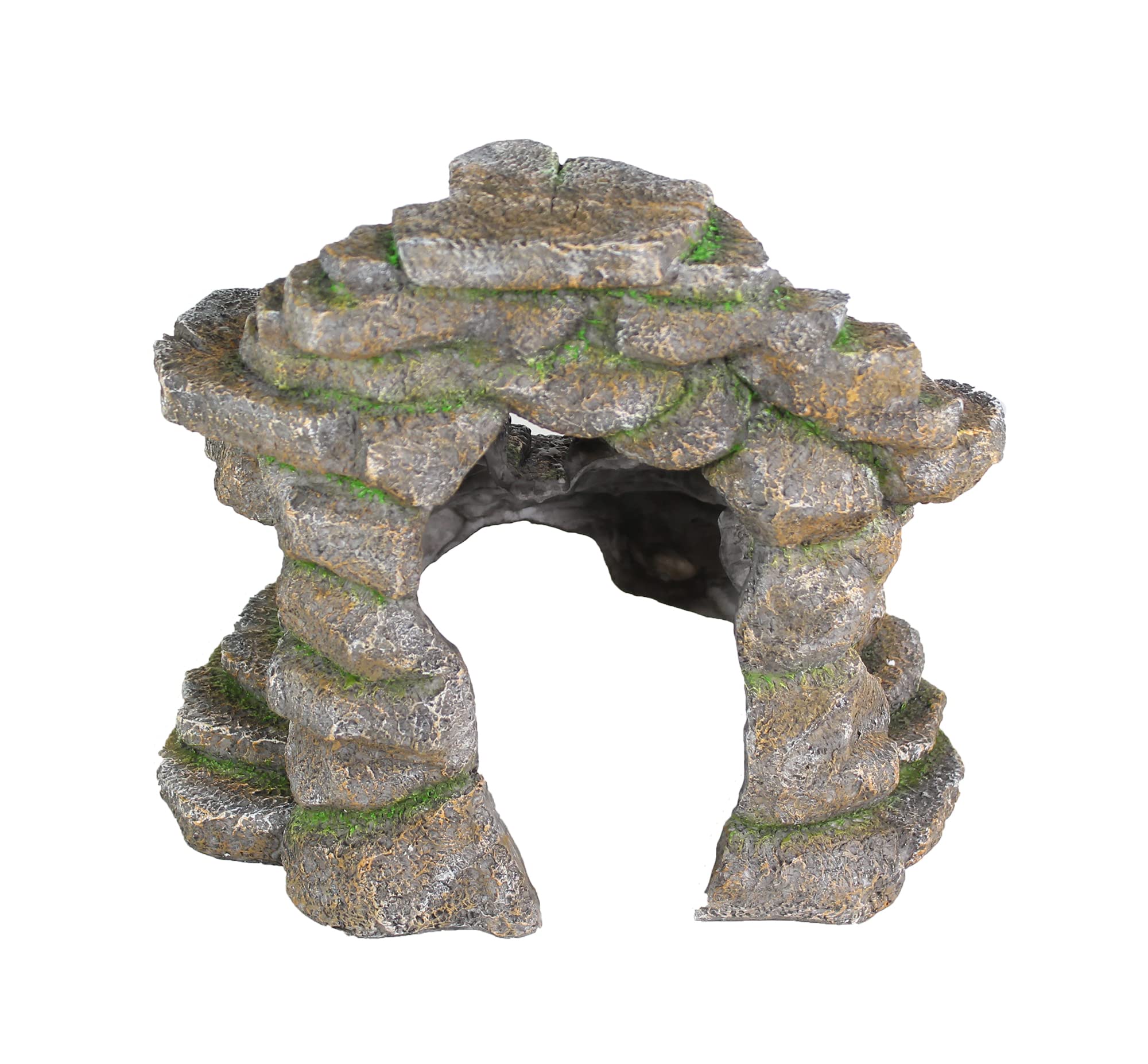Penn-Plax Reptology Shale Step Ledge para acuarios y terrarios, agrega Puntos Ocultos, Nadando a través, repisas para Peces, Reptiles, Anfibios y Animales pequeños (Extra Grande)