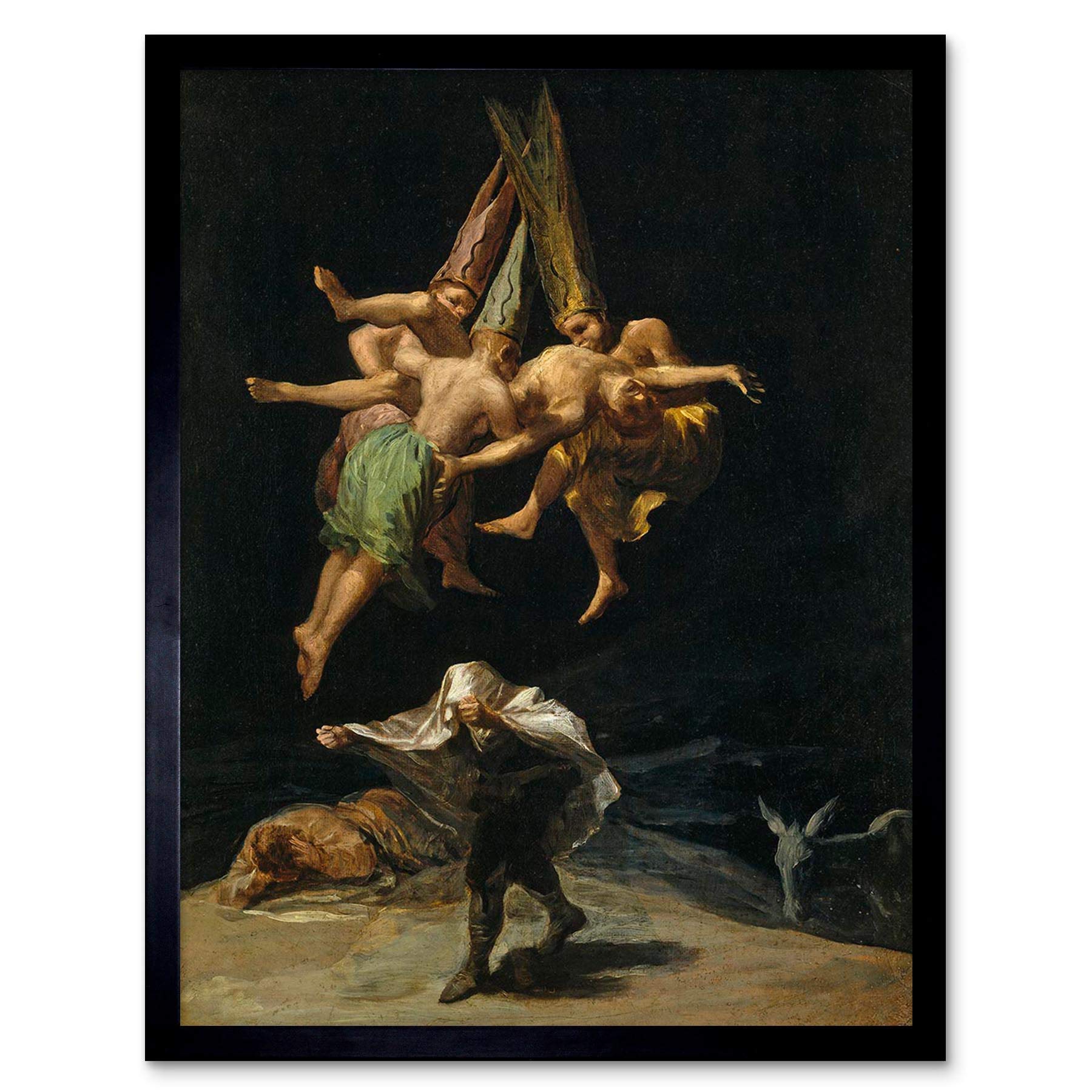 Wee Blue Coo Goya The Witches' Flight Art Print Framed Poster Wall Decor 12X16 Inch