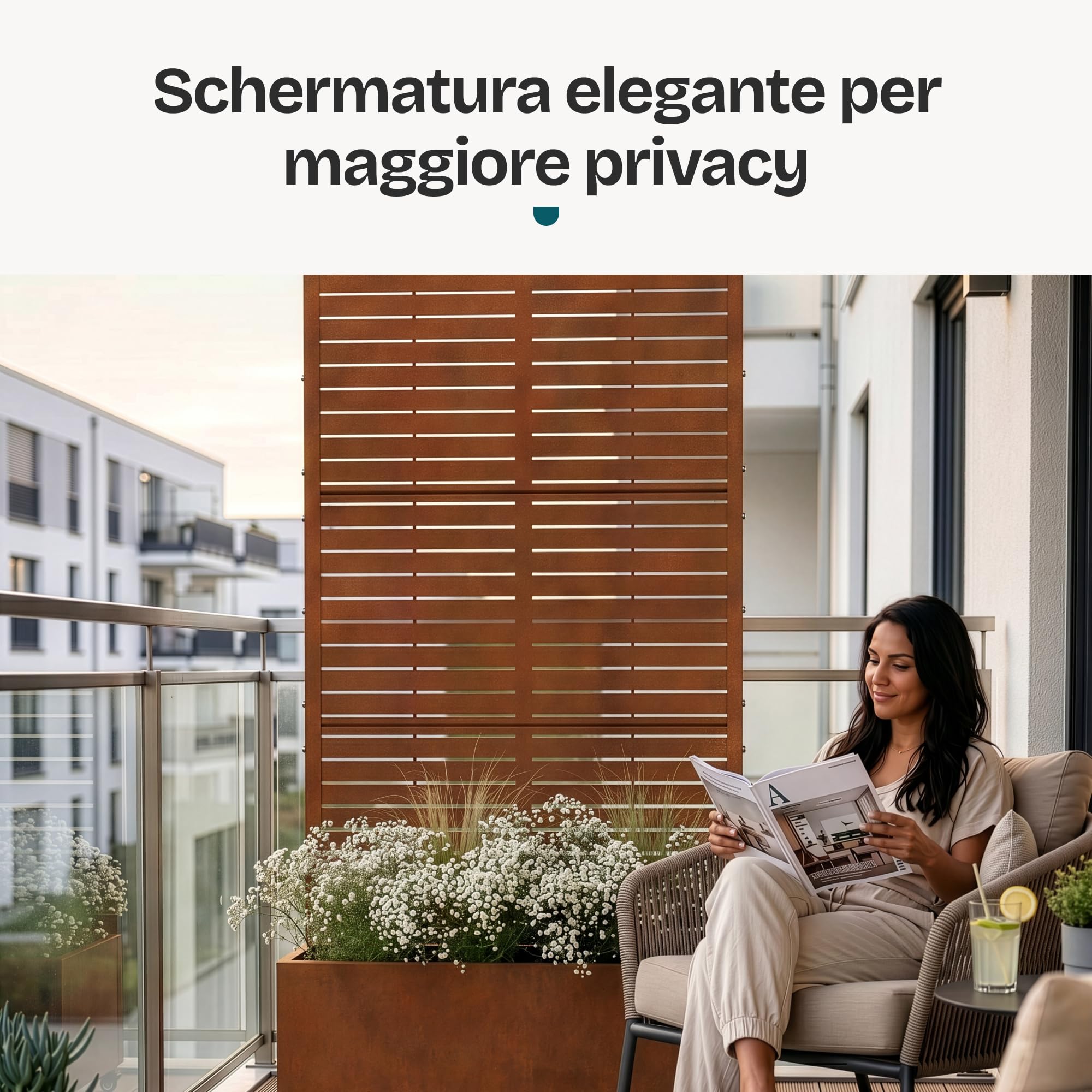 casa.pro Fioriera con Spalliera 190 x 82 x 38 cm Marrone Ossidato