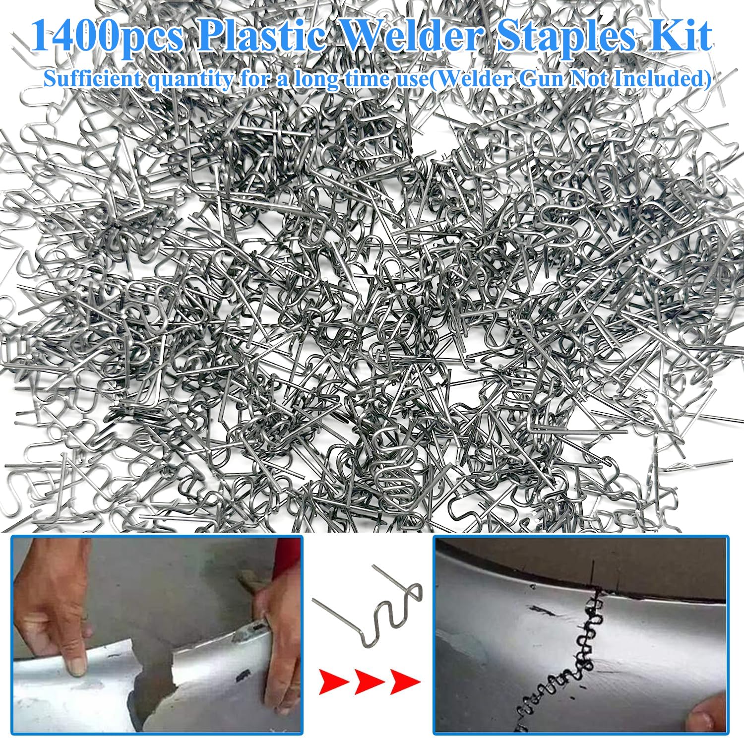 1400 Plastic Welder Staples,Plastic Welding Staples,0.6 0.8mm Wave Hot Staples Welding Supplies for Plastic Welder Gun to All Plastic Fix Repair Car Bumpers,Plastic Cracks and Plastic Craft