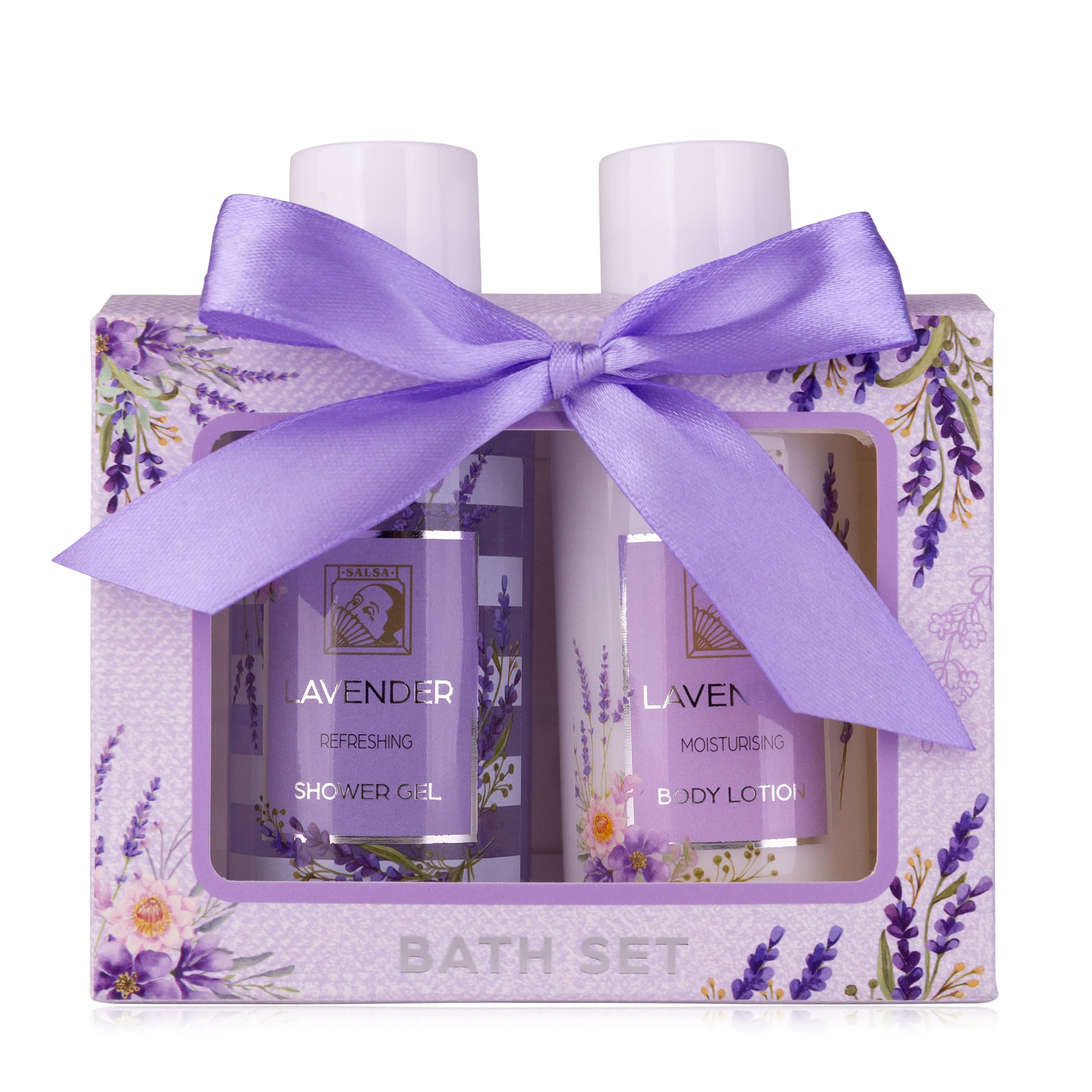 Accentra - Duschset Frauen Geschenkset LAVENDEL in schöner Geschenkbox - 2-teiliges Pflegeset mit Duschgel und Bodylotion - Wellness Geschenk Set zum Geburtstag, Valentinstag, Muttertag & Geburtstag