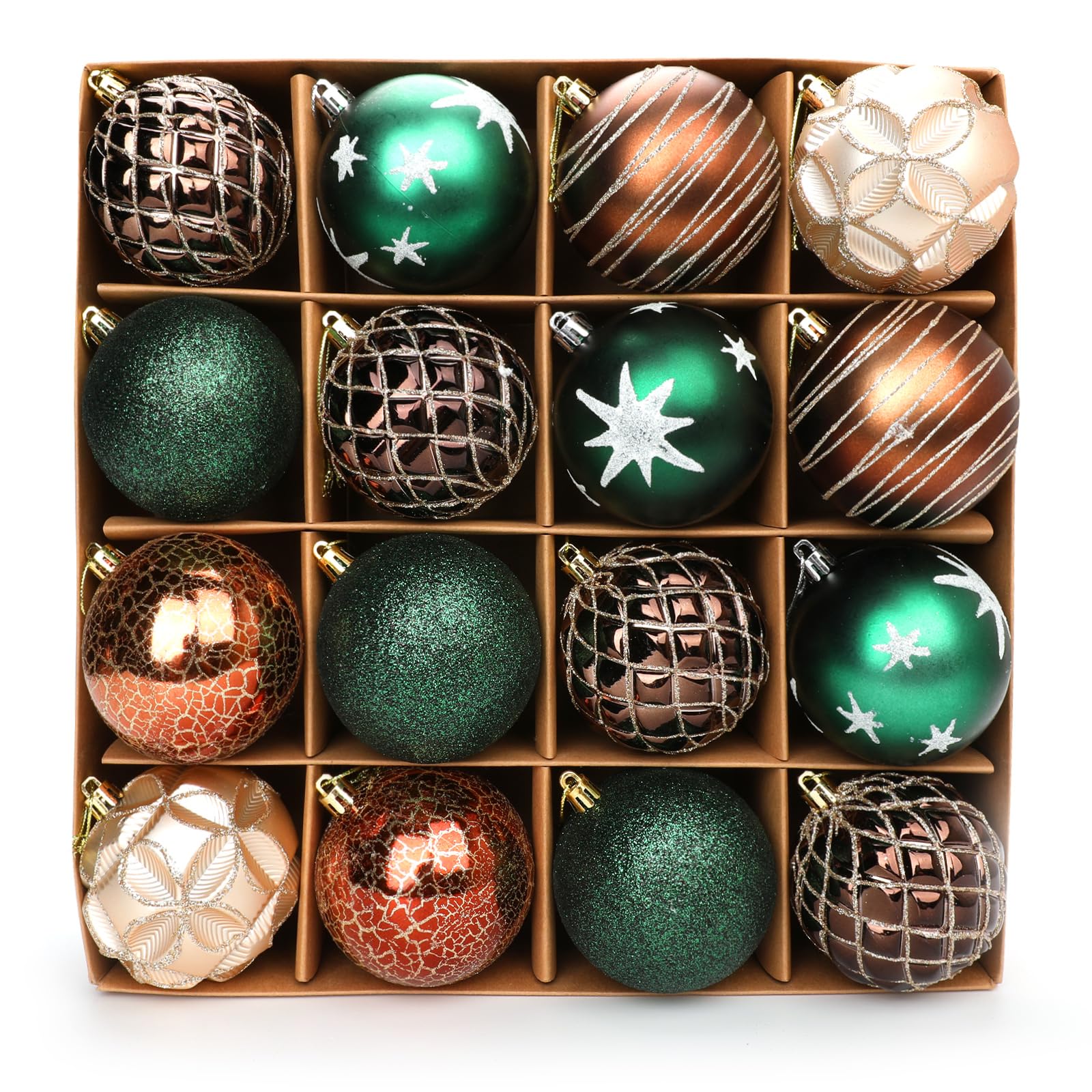 16pcs Christmas Ball Ornaments for Xmas Tree Shatterproof Christmas Tree Decorations Balls with Hanging Loop for Xmas, Holiday, Wedding, Party Decors