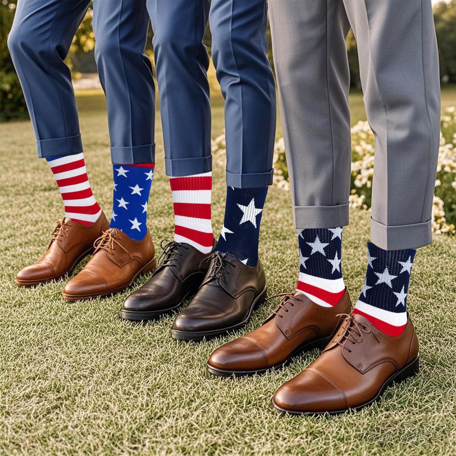 3 Pairs American Flag Socks for Men Women Patriotic Freedom Day Gifts with Stars Stripes Wedding Groomsmen Socks - Image 2