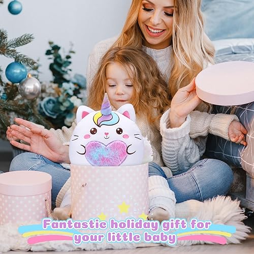 Miniatura 6 de Leyndo Almohada de felpa de caticornio de 14 pulgadas, regalo de cumpleaños, lindo unicornio y gato, almohada de peluche suave de caticornio para