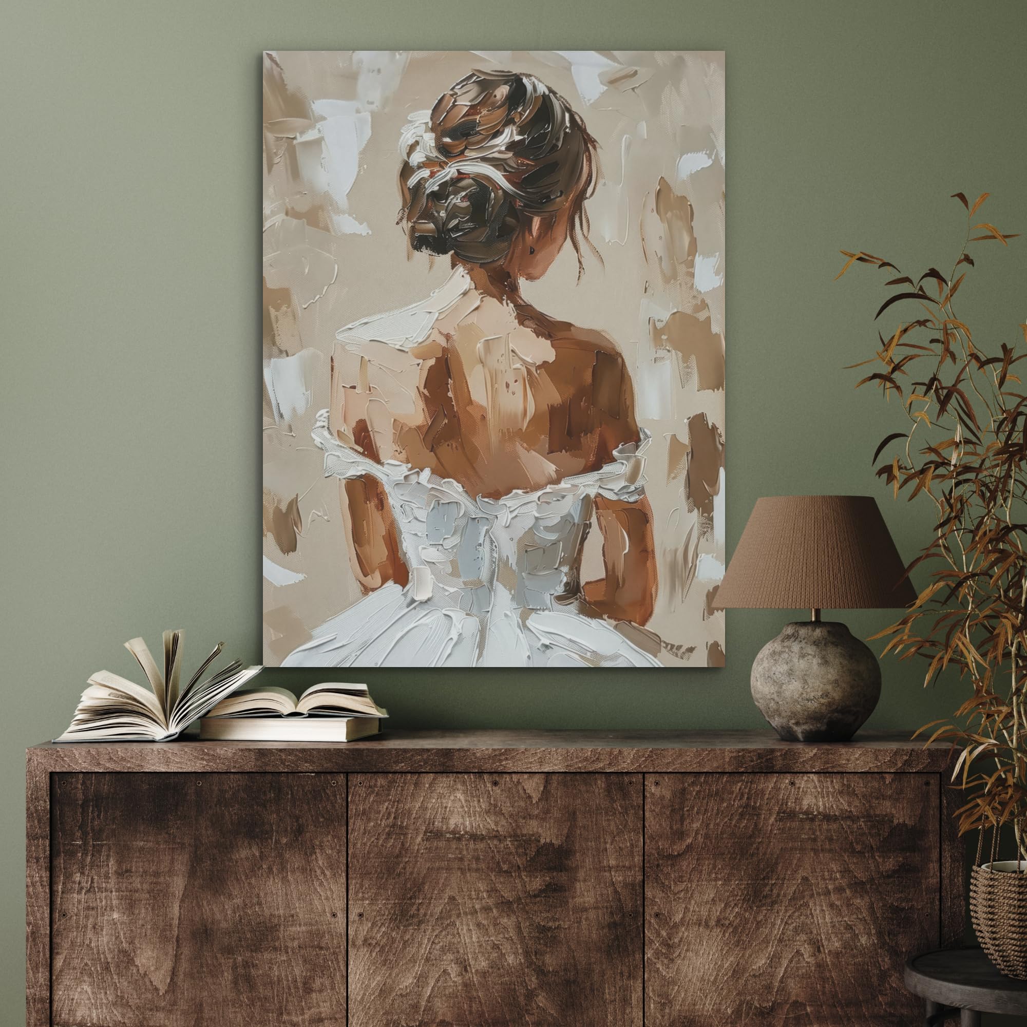 MuchoWow© Creazione Parete 60x80 cm Feltro Moderno Soggiorno Stanza Letto Quadro Cornice Salotto Donna - Vernice - Astratto - Beige - Moderno