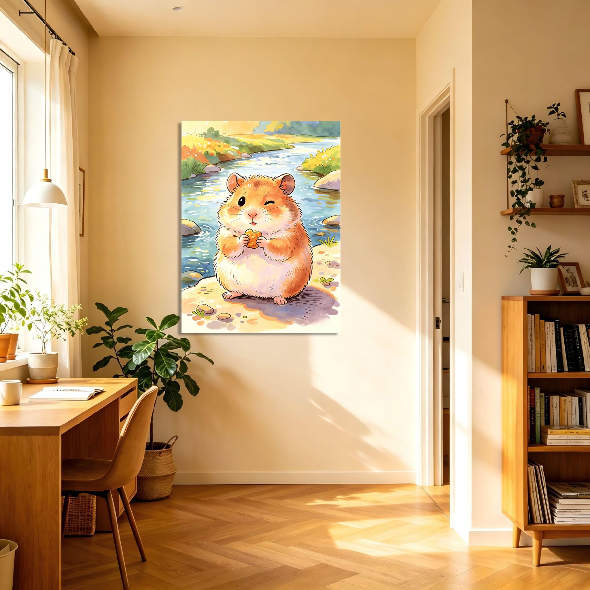TNGHHSGA Cuentos de Aventuras de Zizi 6Cuadro Infantil de Hámster Adorable, Lienzo Decorativo para Habitación de Bebé, Niños y Sala de Juegos70x91cm Lienzo envuelto
