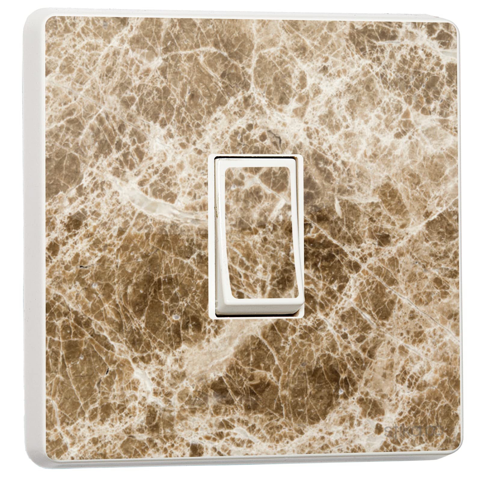 Stika.co Brown Pack Of 2 Marble Effect, Single Switch Fun Print Light Switch Sticker Vinyl Cover Skin (Single Switch)