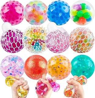 12 Pack Squishy Stress Balls Fidget Toys Set - Sensory Stress Ball Stress and Anxiety Relief Toys Sticky Squeeze Balls for Kids and Adults Autism ADHD
