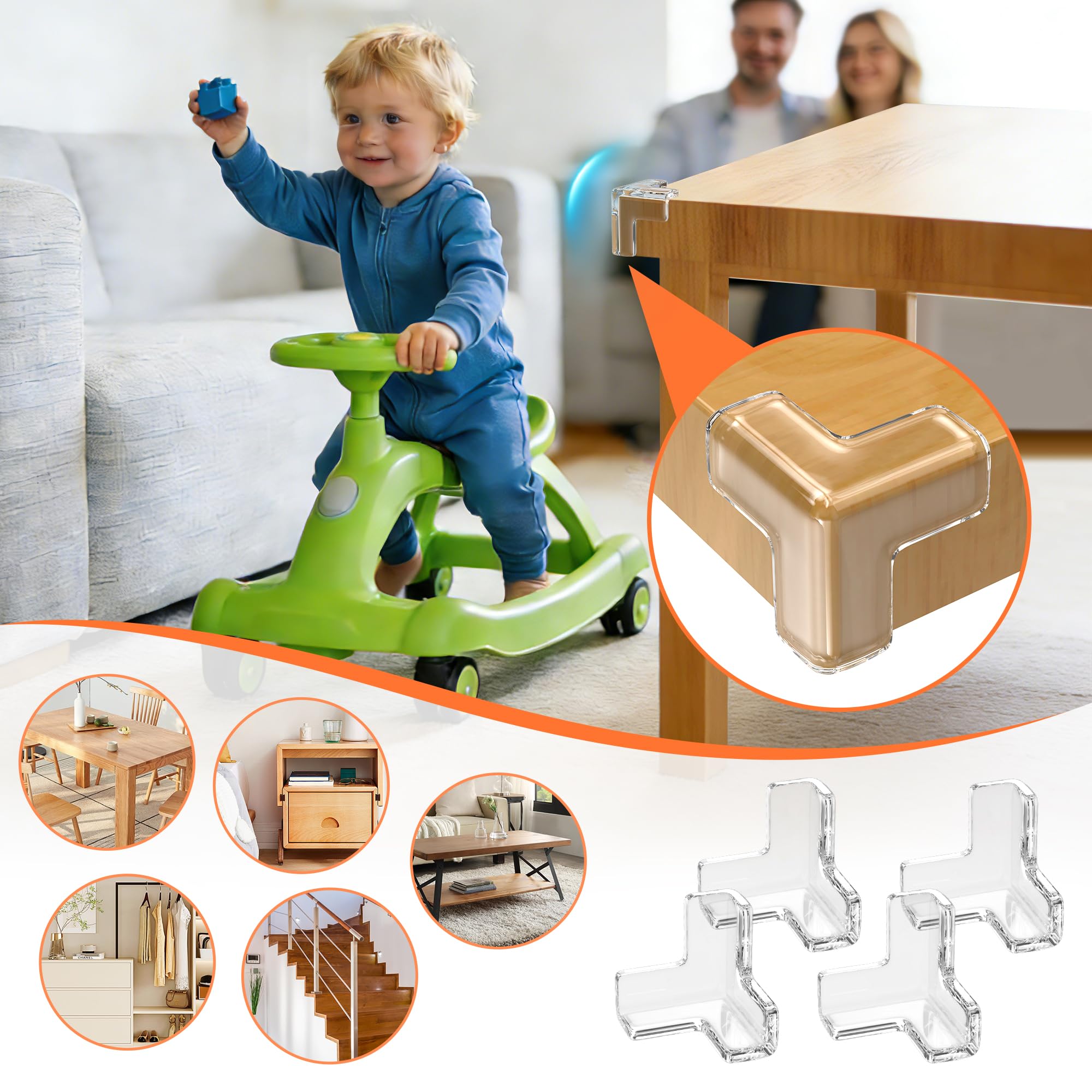 Elalove 20 Coin de Table Protection Bebe Forme de T pour Meubles et Tables Protection bébé Coins Sécurisés Adhésion Renforcée-(3.3x3.3x3.3 cm)