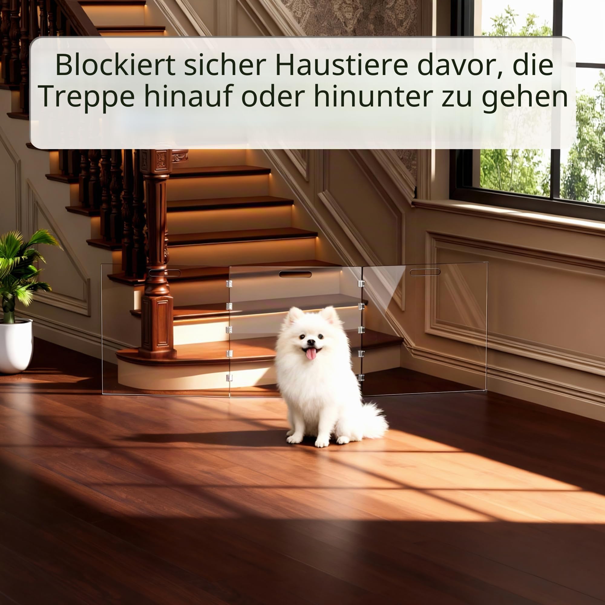 Acryl Hundegitter, Absperrgitter Hund, welpengitter Hund, Treppenschutzgitter ohne Bohren, absperrung für Türöffnungen innen, Welpen- und Katzenzaun (3 Paneele)