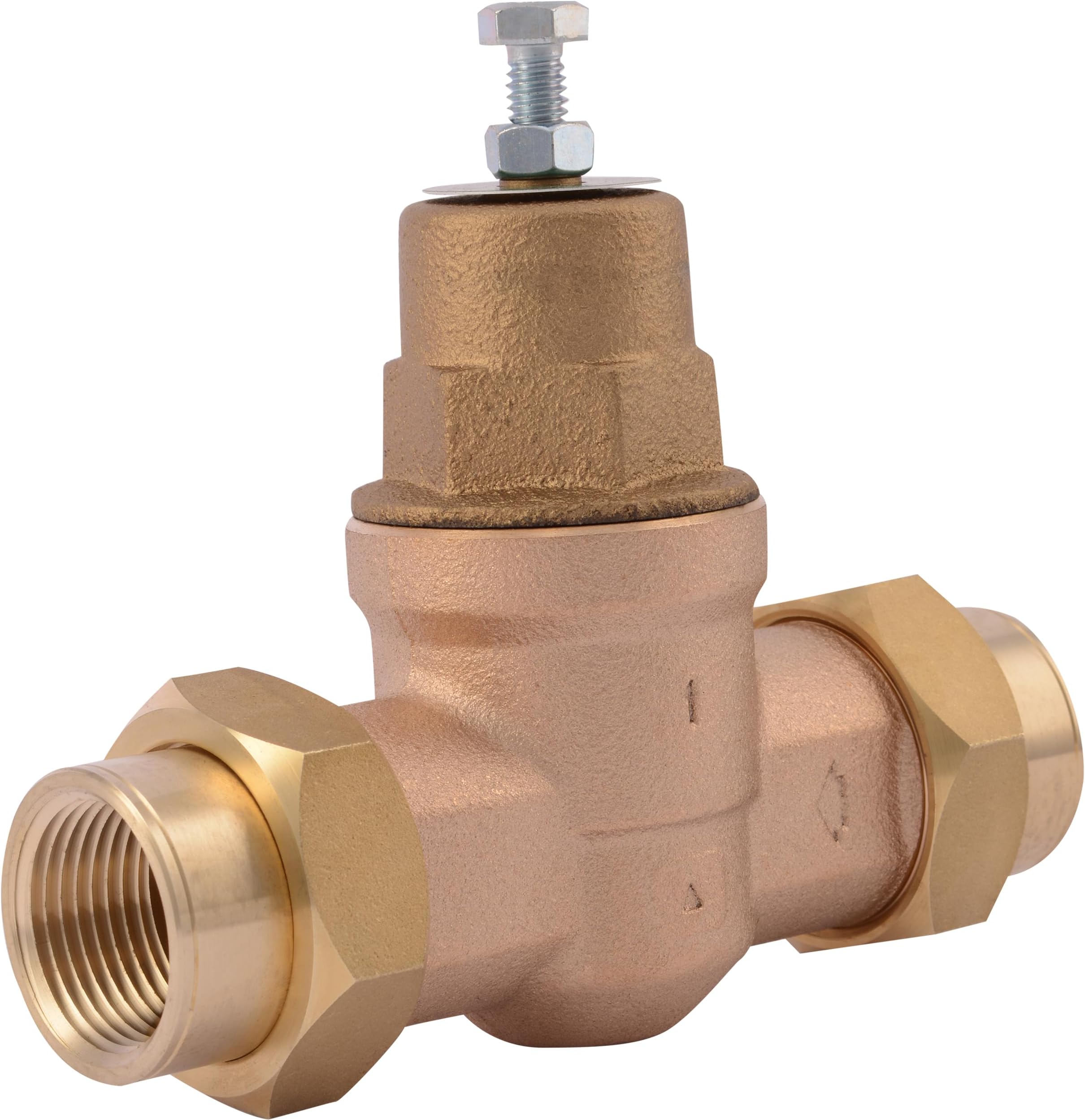 Cash Acme EB45 Pressure Regulating Valve, Double Union, 1 Inch NPT Female, Brass Top, 45 PSI, 23156-0045