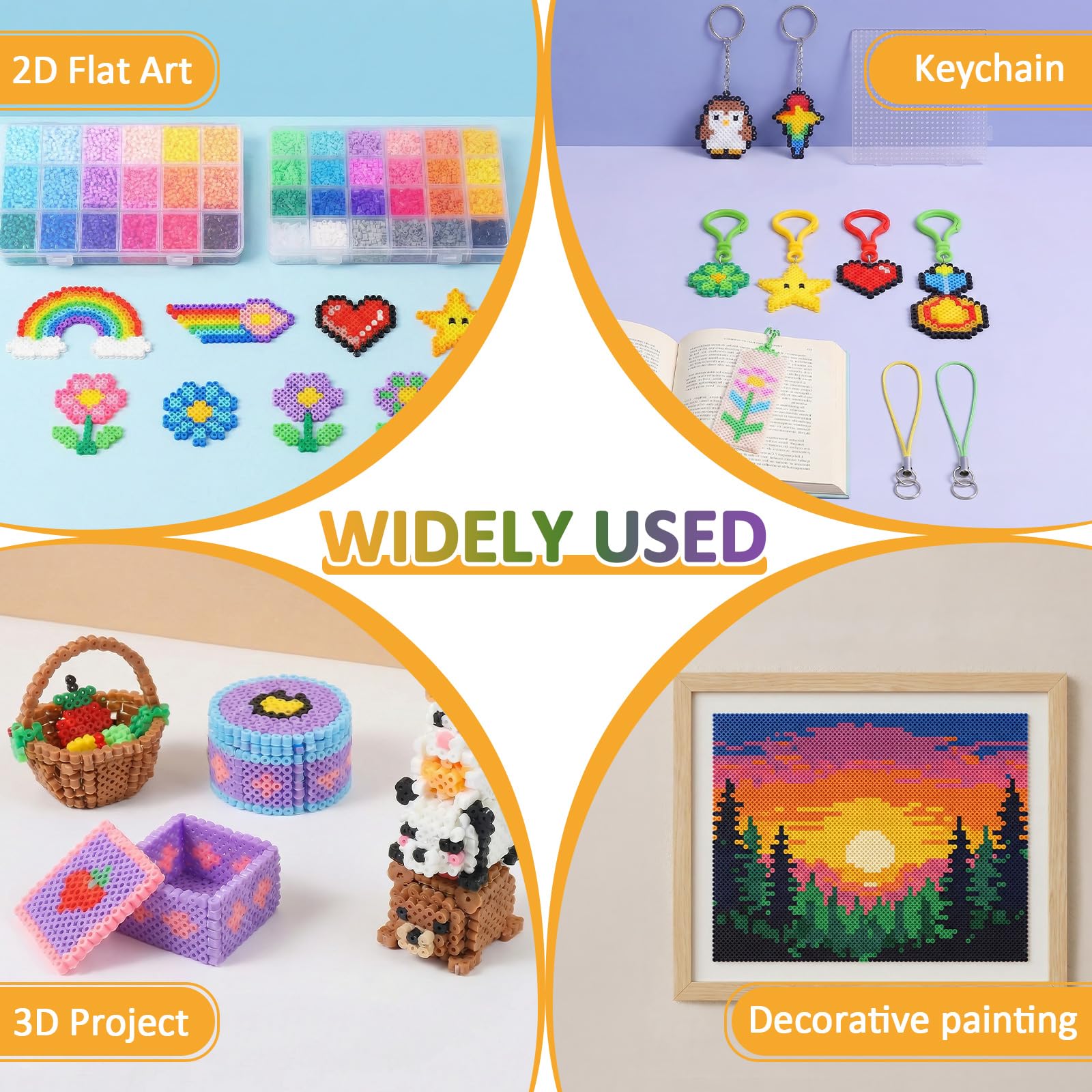 Mini Set di Perline da Stirare 2,6 mm, Piccole Perline con Piastre per Perline da Stirare, Kit di Perline da Stirare Fai-da-Te come Regalo per Bambini & Hobby di Arte Pixel, con Diverso