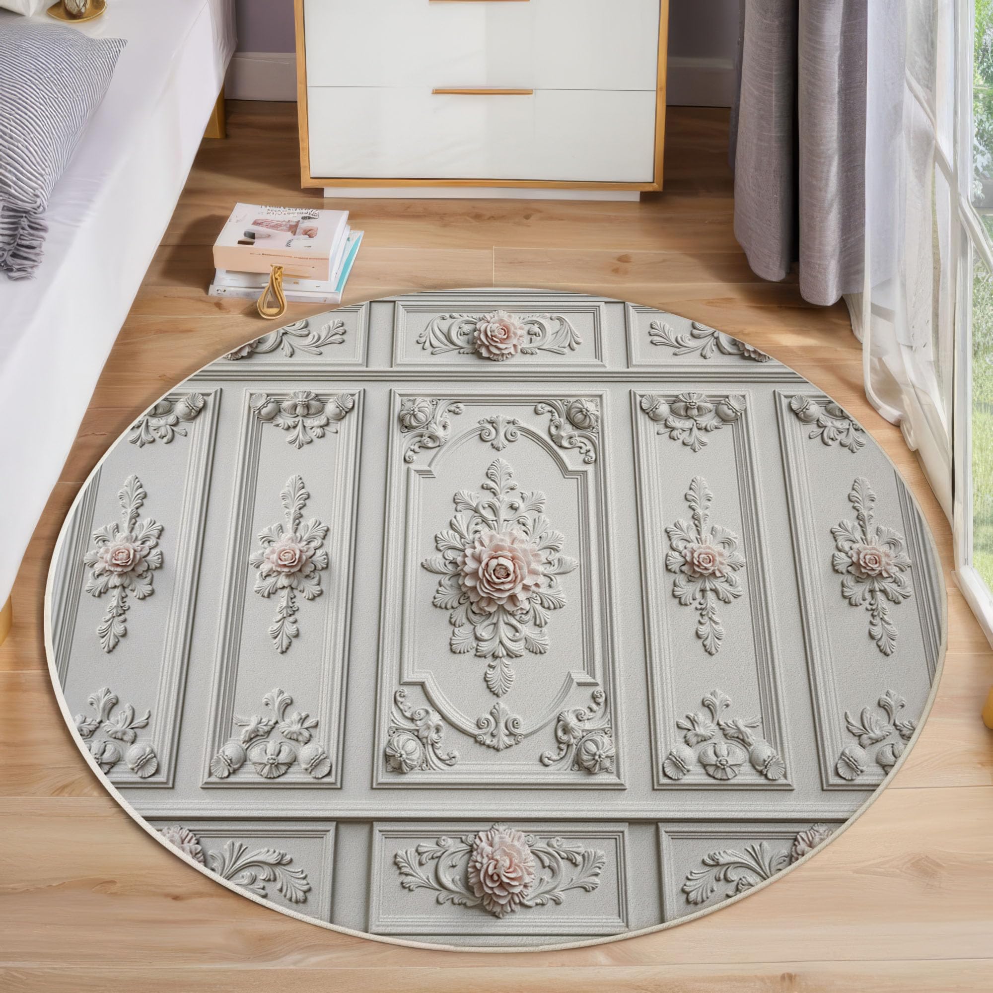 Tapis de chambre imprimé rose relief 3D architecture magnifique 100cm