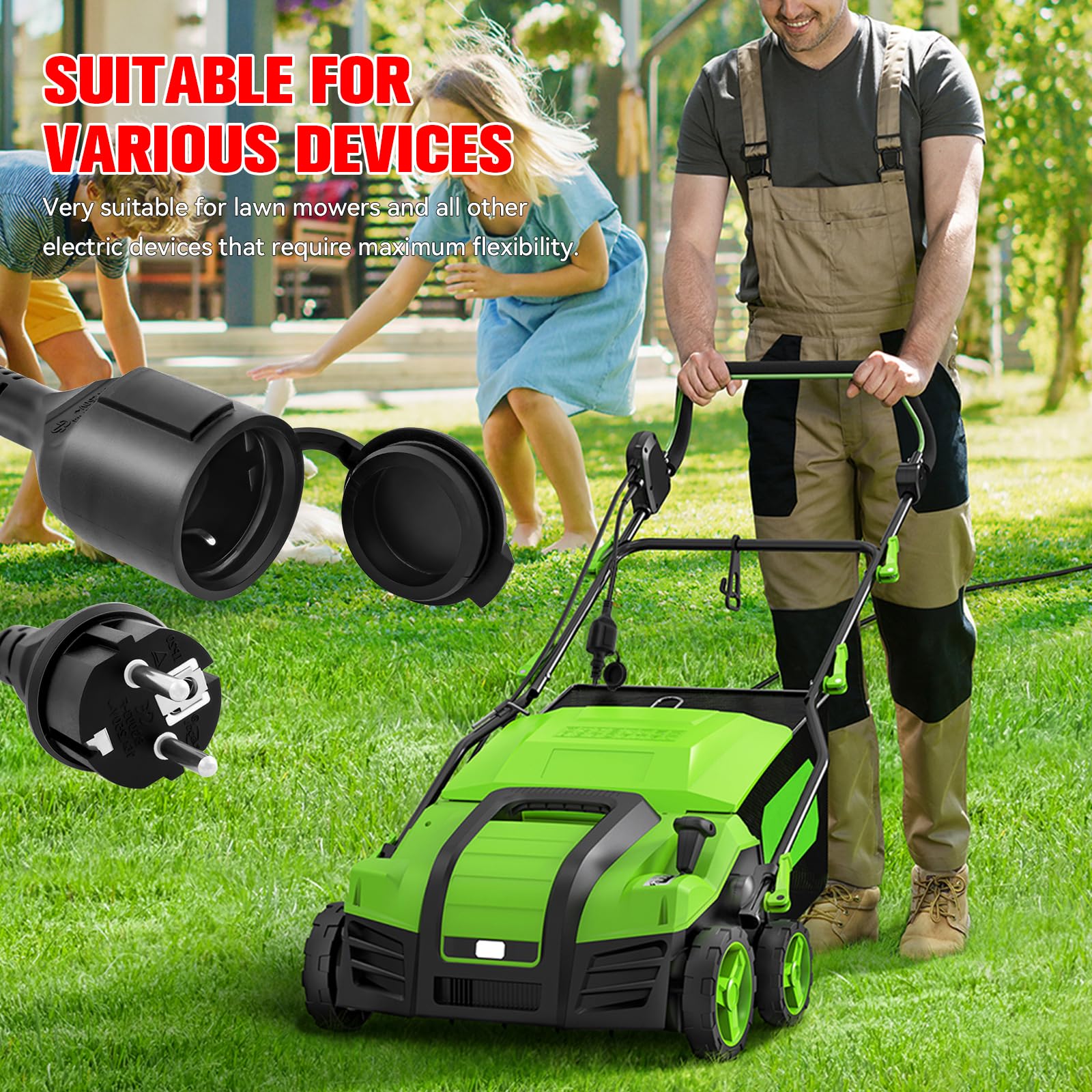 Prolunga Elettrica Esterna 40 Metri - Cavo HO7RN-F 3G1.5mm², Impermeabile IP44, Per Giardino, Cantieri, Lavori