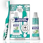 GuruNanda Folding Toothbrush with Built-in Cover & Toothpaste with Hydroxyapatite, Perfect for Travel, Compact & Portable, On-The-go - Soft Bristles & Ergonomic Handle, for Adults & Kids (1 Count)