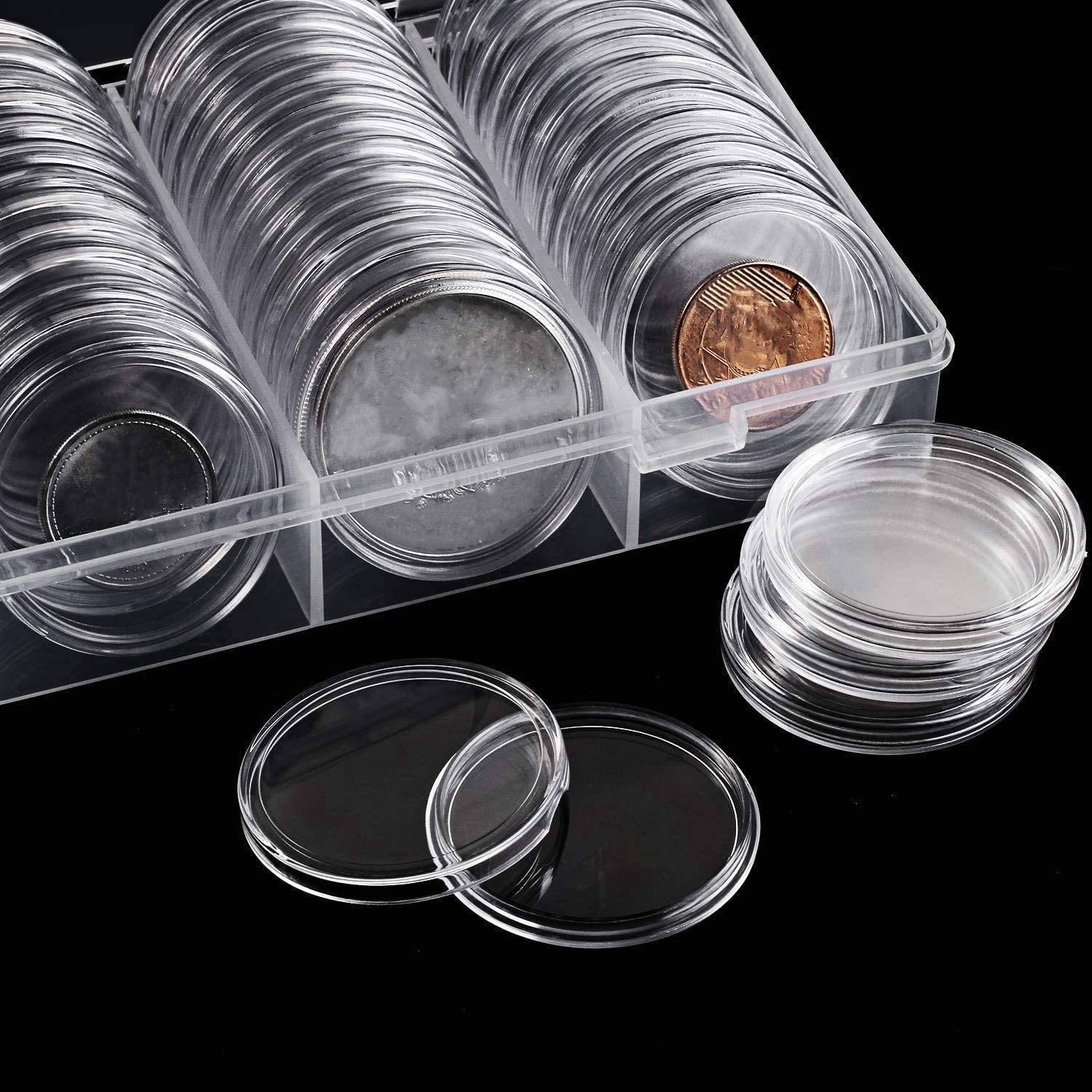 60 Pieces 41mm Silver Eagles Coin Capsules, Coin Case/Holder with Storage Organizer Box for Coin Collection
