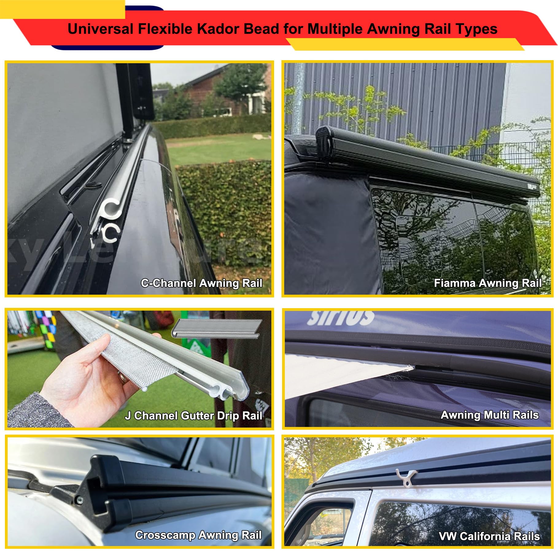 4 Meter Markisen Doppelkeder Adapter Set mit Kederschiene, Doppel-Kederleiste 4 mm und 6 mm, 8 Stück 50 cm Kederprofil in Acht-Form, Universelles Markisenschiene für Wohnwagen Wohnmobil Caravan