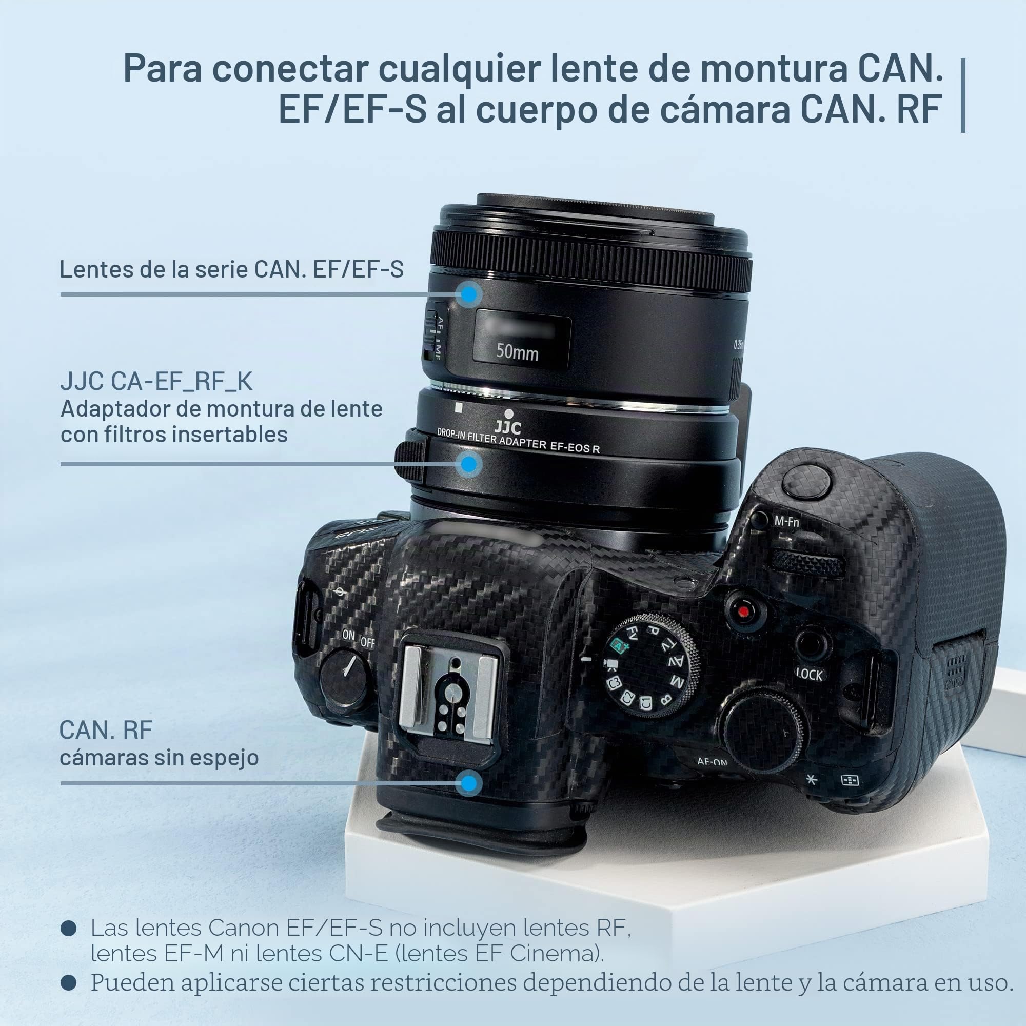 JJC Adaptador de Montaje de Lente de cámara sustituye al Adaptador de Montaje de Filtro Canon Drop-In EF-EOS R - con Filtro de inserción C-PL+NDV para Canon EF/EF-S DSLR Lente