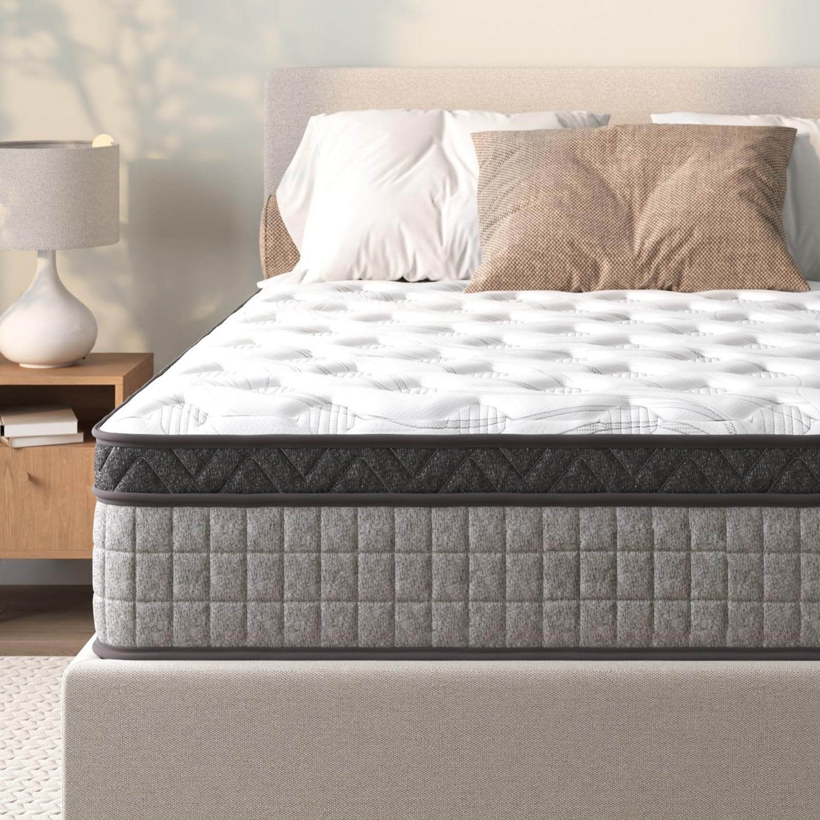 Queen Mattress, 10 Inch Queen Size Hybrid Mattress in Box, Gel Memory Foam & Individually Pocket Innerspring Mattress, Medium Firm CertiPUR-US