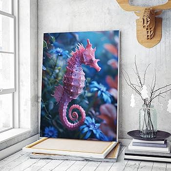 Amazon | 海の底のタツノオトシゴ 数字キットによる絵画 数字