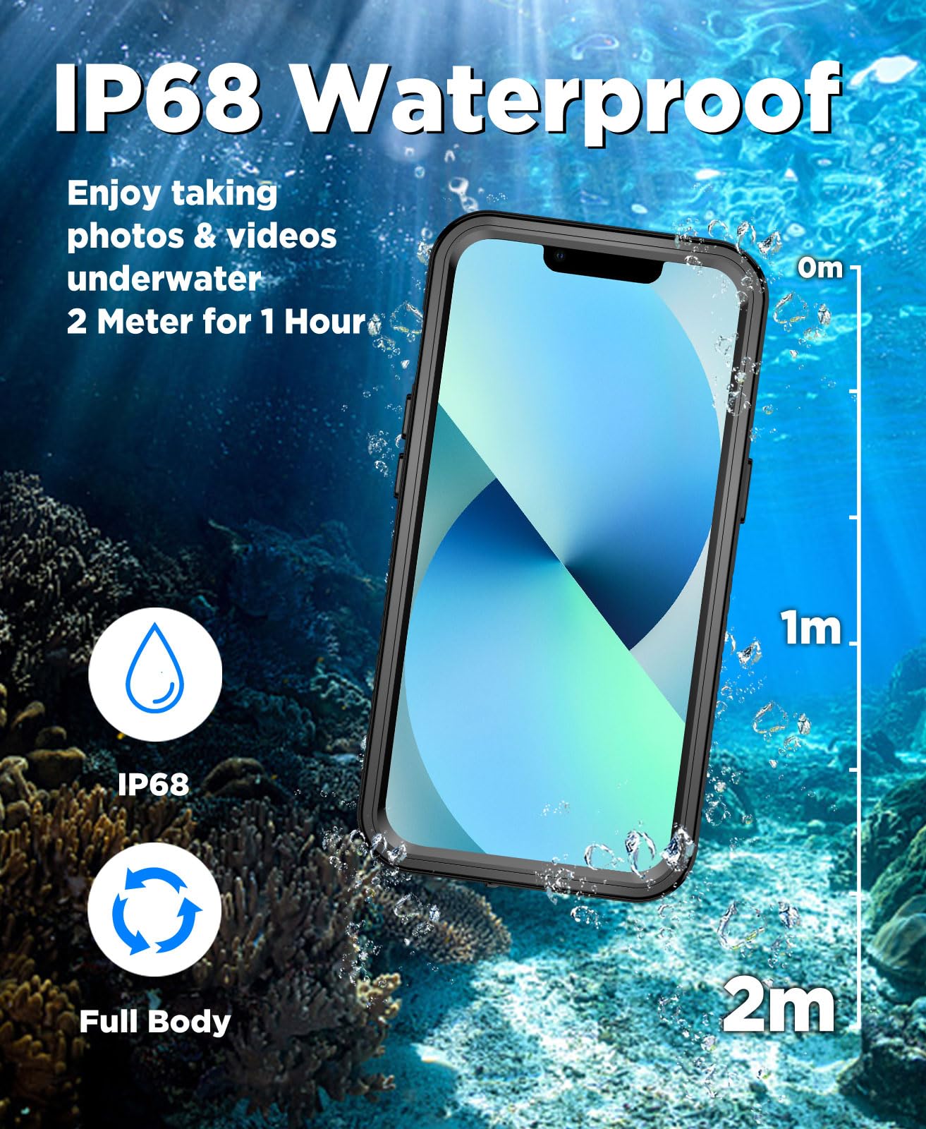Beeasy für iPhone 13 Mini Hülle Wasserdicht für MagSafe, 360 Grad Outdoor Schutzhülle mit Displayschutz, Wasserfest Staubdicht Handyhülle Stoßfest Panzerhülle Case 5,4", Schwarz