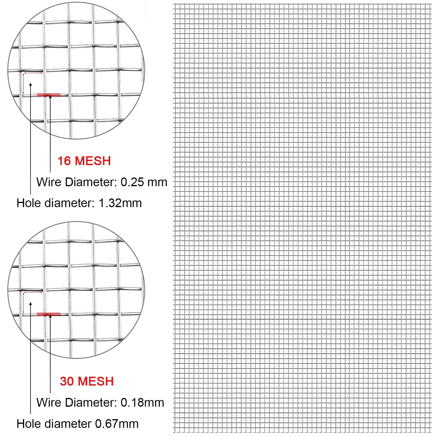 SEVEEZ Treillis Metallique Grillage INOX, 16 Mesh/30 Mesh Briques D'air Maille De Couvercle De Vidange Ne Rouille Jamais Pour Maison, Extérieur, Jardin (Color : Silver-16 Mesh, Size : 1.2x16m