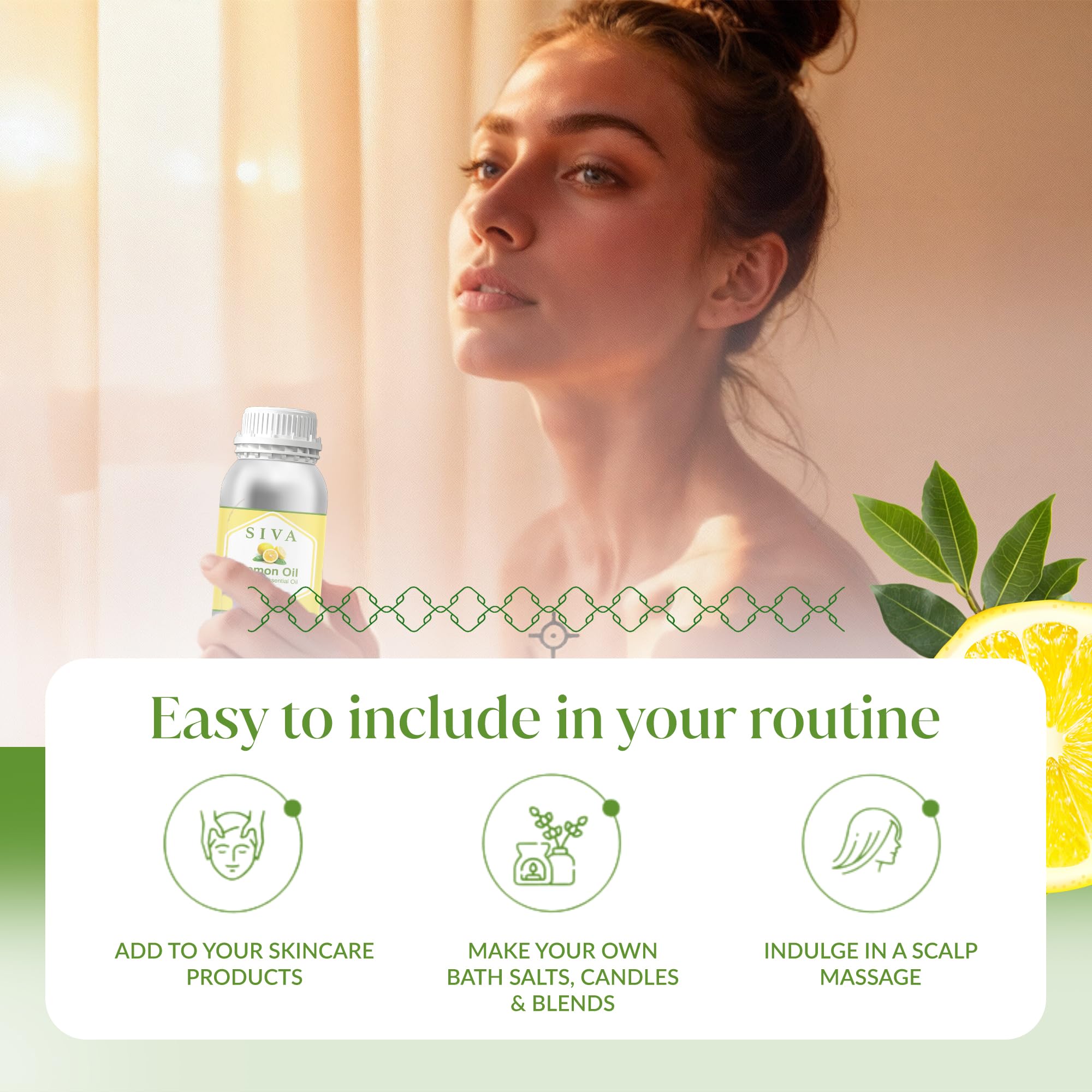 Siva - Aceite esencial de limón, 16 onzas líquidas, aceite de limón 100% natural, para difusor, cuidado facial, cuidado de la piel, aromaterapia, cuidado del cabello, cuero cabelludo y masaje corporal