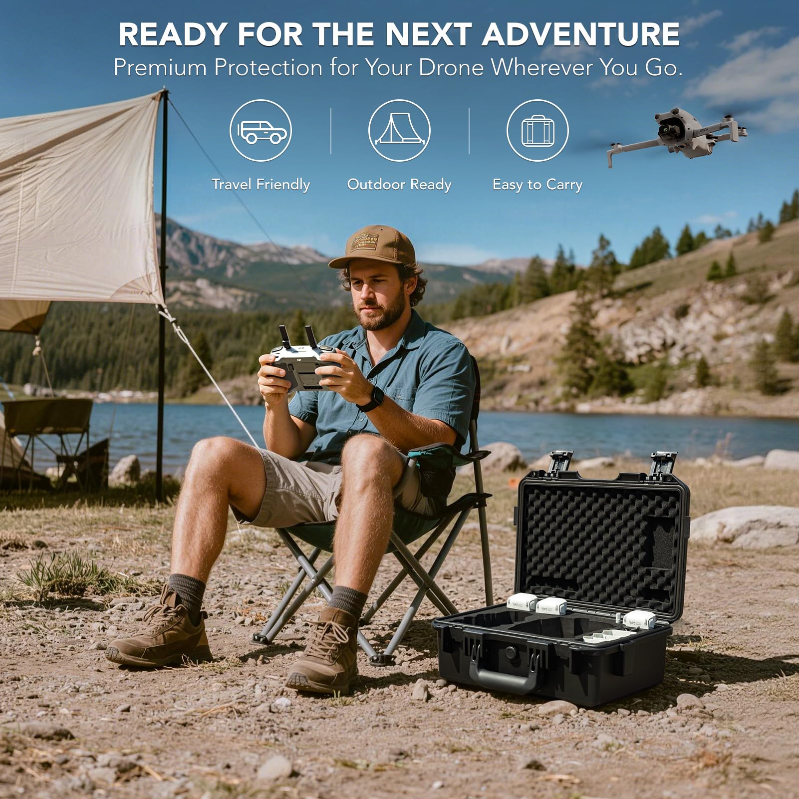 Lykus Titan LT110 Étui Étanche pour DJI Lito 1/X1 et RC2/RC-N3 | VALISE UNIQUEMENT,Compatible Fly More Combo,Jusqu'à 7 Batteries,Sangle RC,IP67 Étanche,Bandoulière Incluse