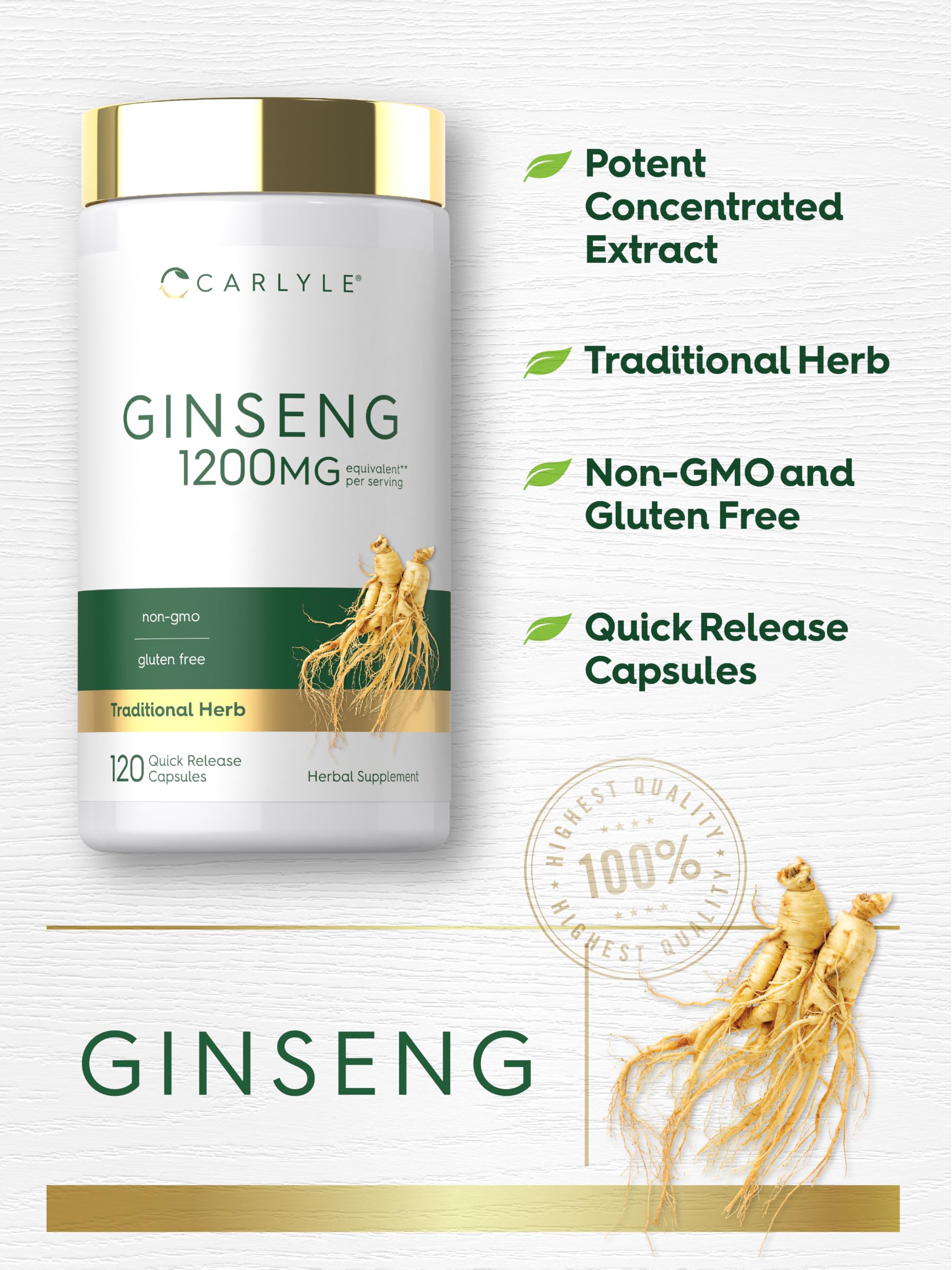Carlyle Ginseng Extract Supplement | 120 Capsules | Pills for Men & Women — Amazon image 4