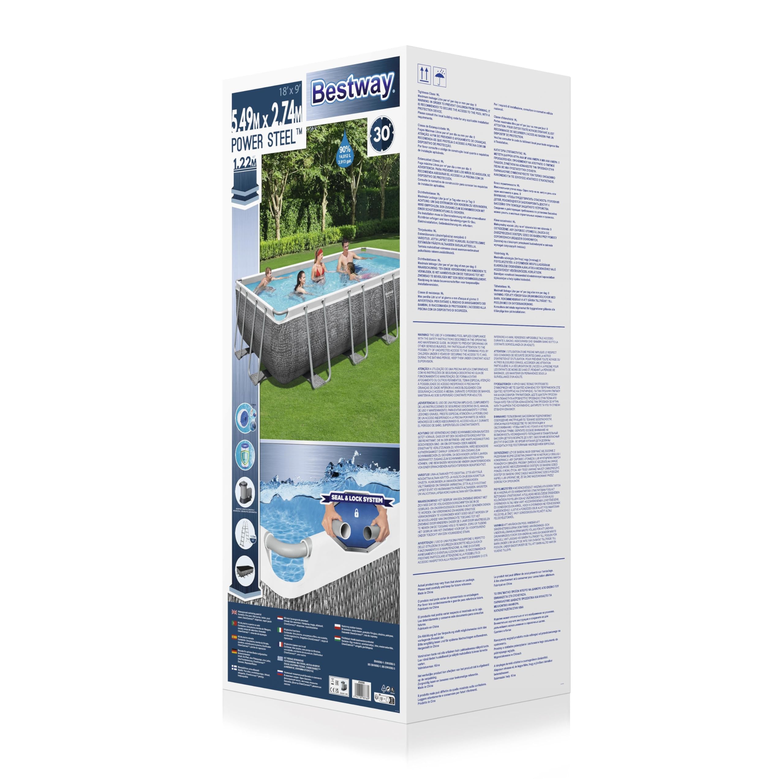 Bestway Piscina Power Steel Frame Rectangular 549 x 274 x 122 cm, Efecto ratán