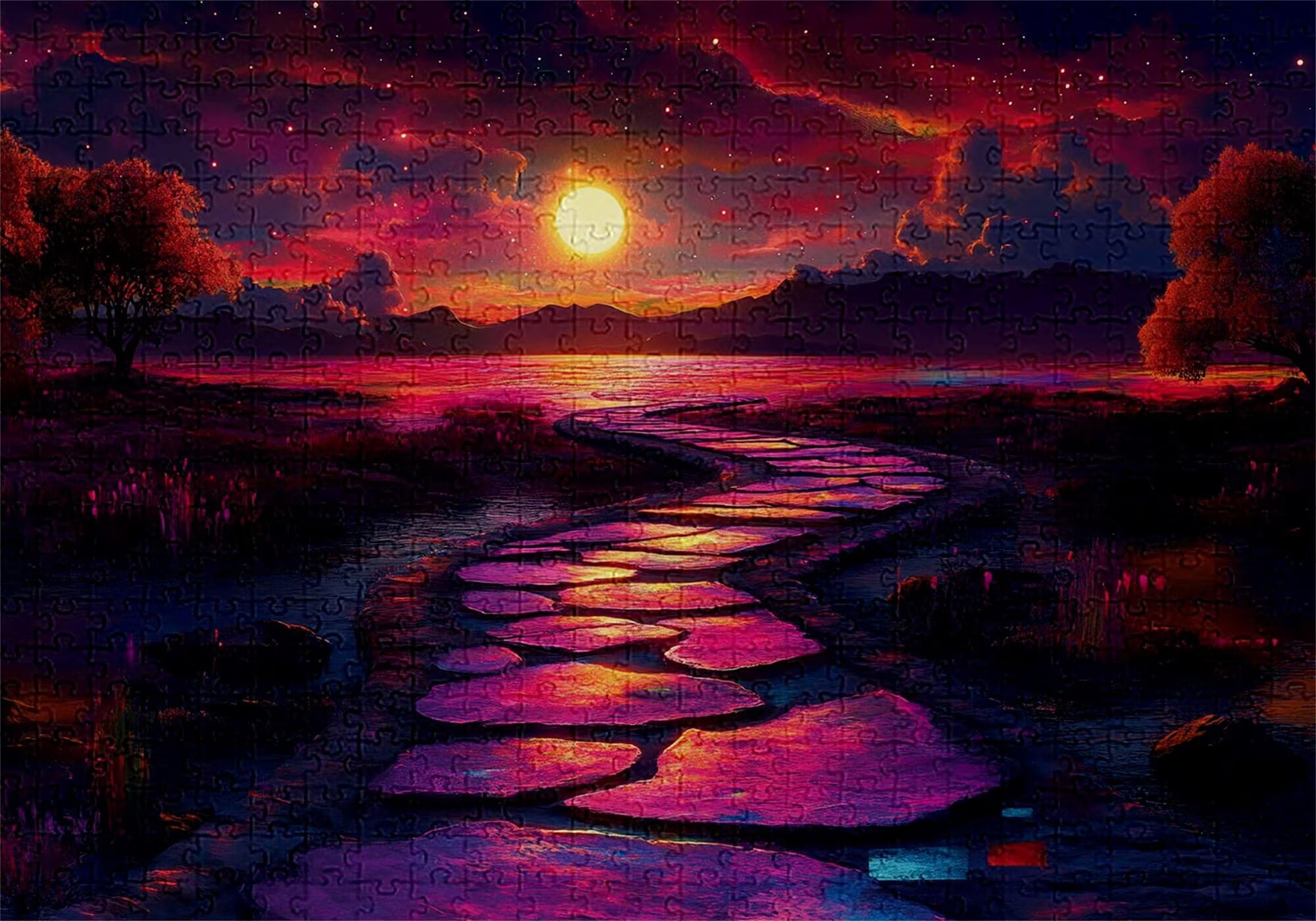 Puzzle 5000 elementów Księżyc Jezioro dla dorosłych 156 x 105 cm Unikalne Rzemiosło Klasyczne 3D Drewniana układanka do rodzinnych gier aktywności, układanka do samodzielnego wykonania nawet do
