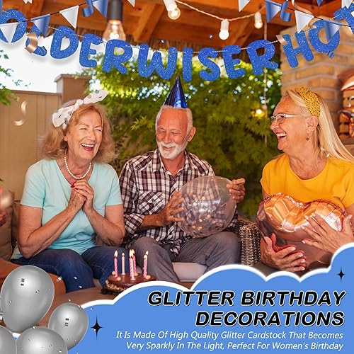Miniatura 60 de Fulmoon Juego de 3 carteles de cumpleaños con purpurina para mujeres de 30, 40, 50, 60, 70, 80, cumpleaños, regalo (dorado)