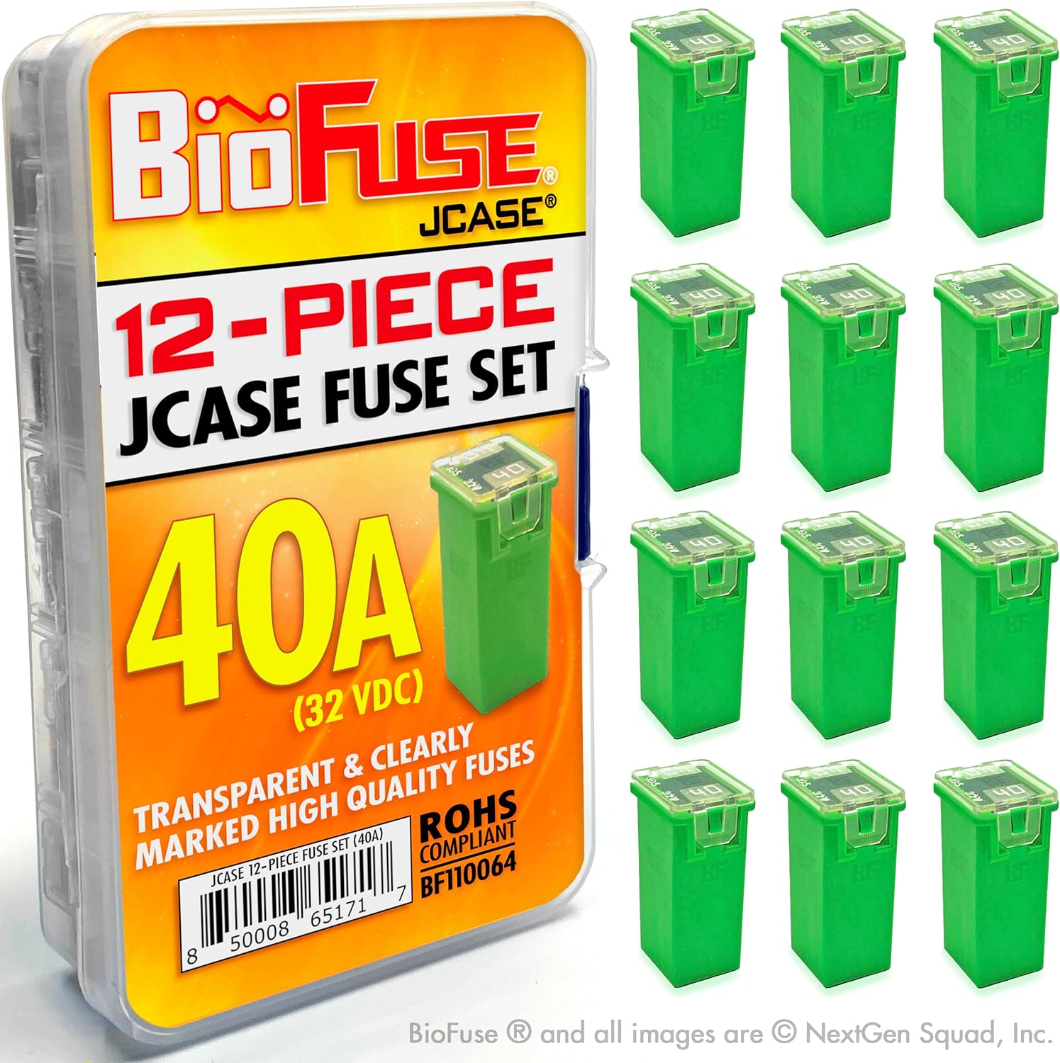 JCASE 20-Piece Cartridge Fuse Assortment 20A 30A 40A 50A 60A (4 Each). Fits Most: Nissan, Toyota, Chrysler, Dodge, Chevy, GM, and Ford