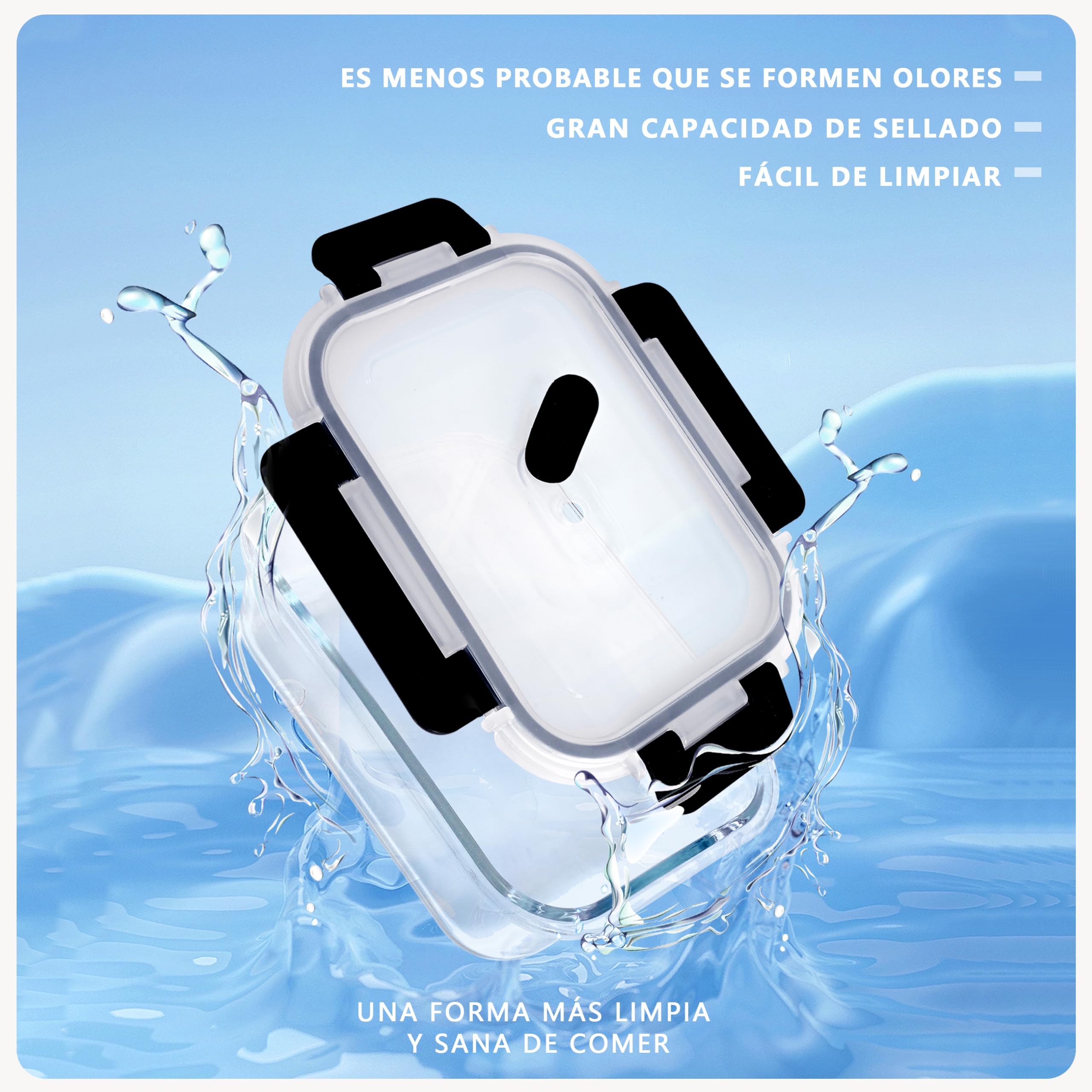 ERUIV Recipientes de Cristal para Alimentos - Juego de 6 - Tapers Herméticos 1040 ml - Con Tapa - Sin BPA - Aptos para Lavavajillas, Congelador y Microondas