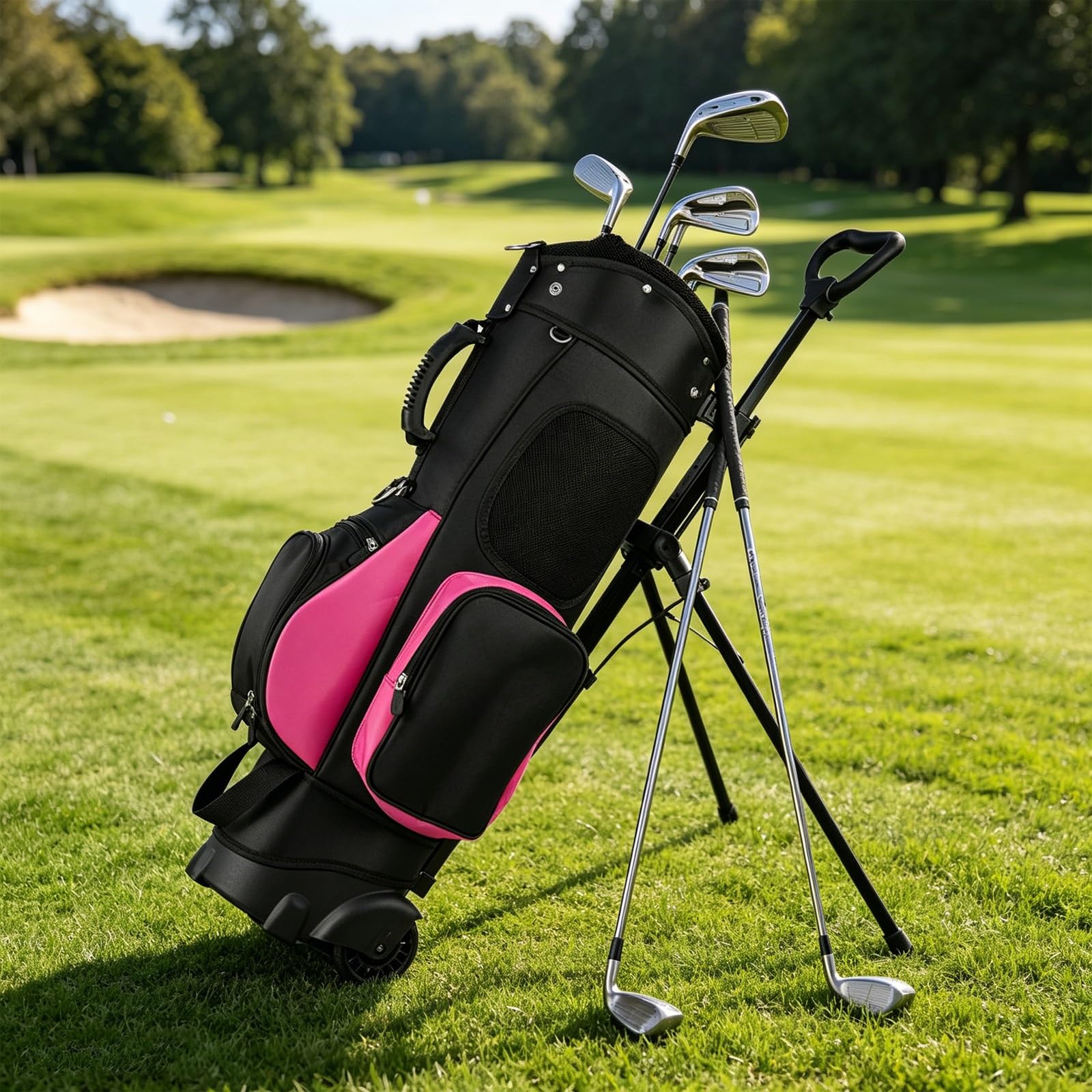 Sacca Da Golf Con Supporto E Ruote, Borsa Da Golf Resistente E Impermeabile Con Spallacci Imbottiti, For Mazze Da Golf Complete