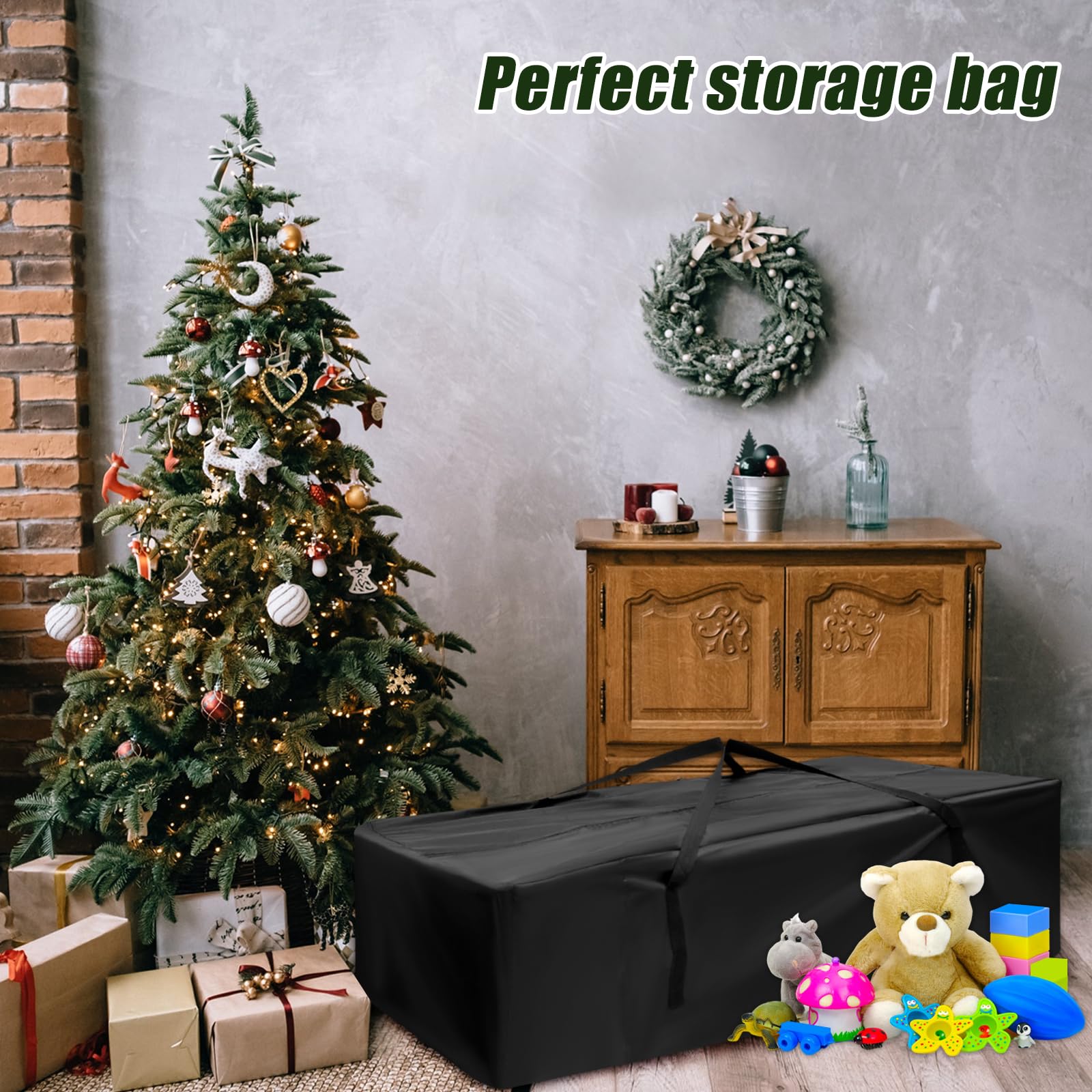 Lot de 4 sacs de rangement - 173 x 76 x 51 cm - En tissu Oxford de qualité supérieure - Avec poignée de transport - Pliable - Pour meubles de jardin - Pour sapin de Noël, meubles, sacs de piscine