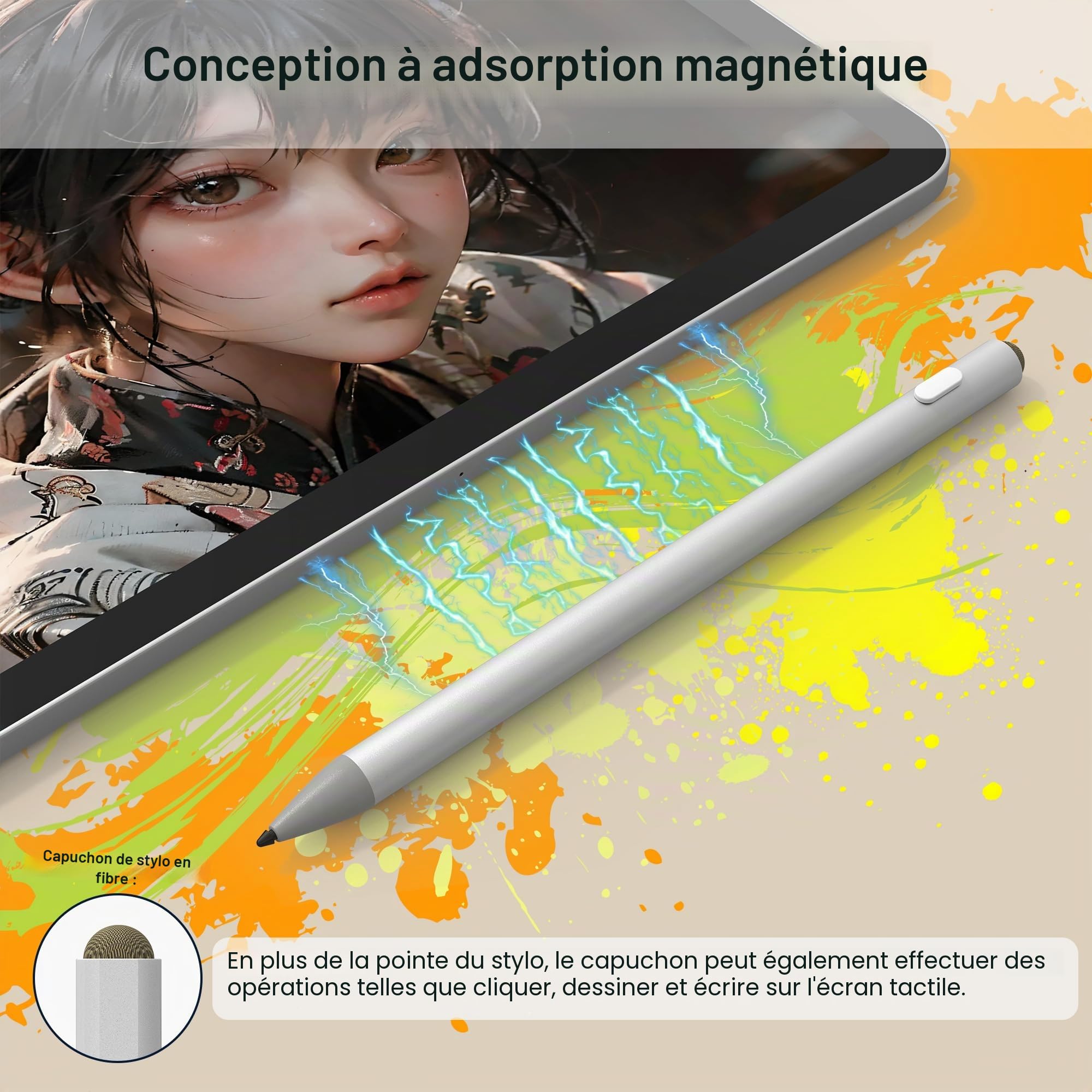 Stylet Surface Pen pour Microsoft Surface Pro 11/9/8/7/6/5/4/3, Surface Go 3/2/1 Surface Laptop/Studio/Book 4/3/2/1 avec 4096 Touches d'impression, Palm Rejection, Microsoft Surface Go Accessoires