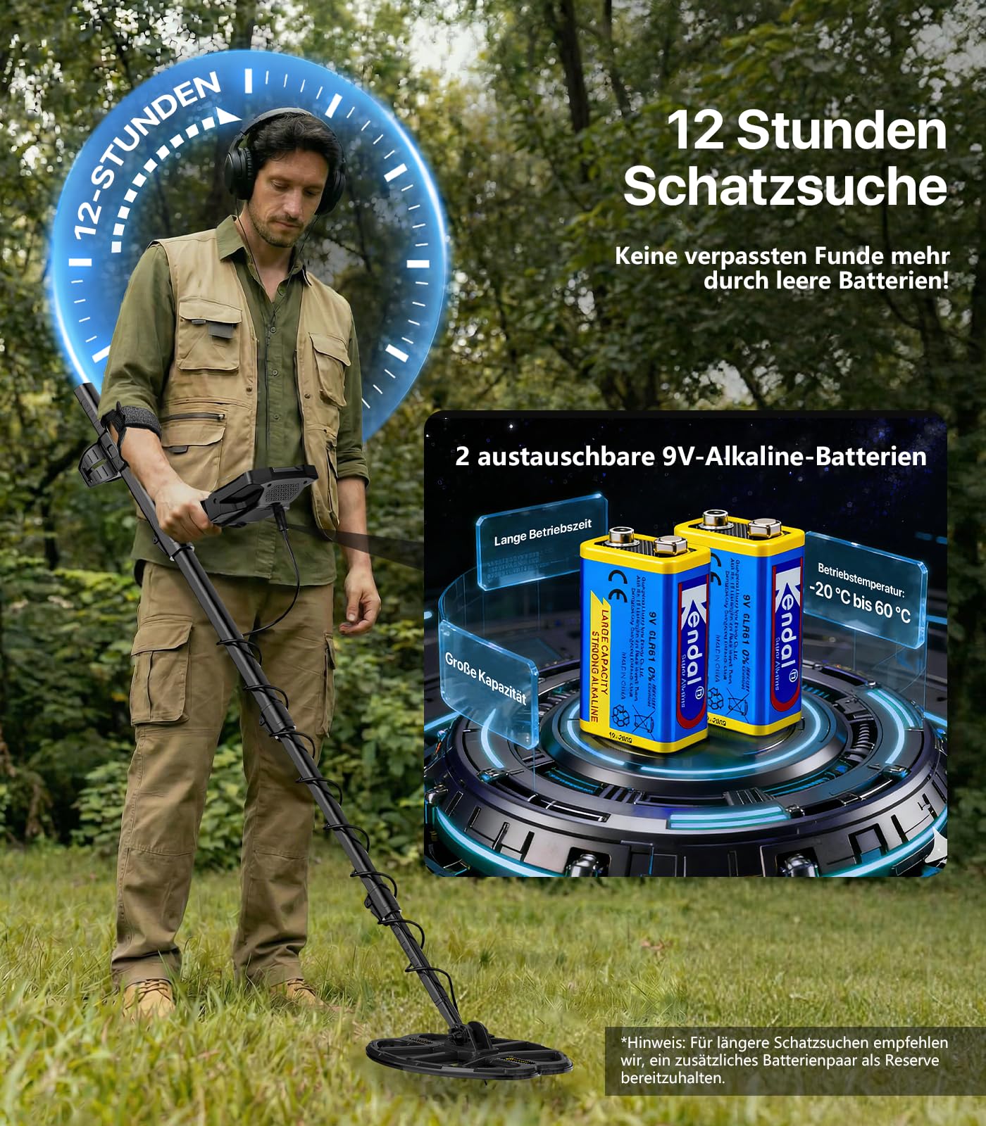 Metalldetektor – Hochpräziser Metallsuchgerät für Erwachsene mit 32,5 cm hter Suchspule, fortschrittlicher DSP-Chip, All-Metal & Disc Modes, ideal für Strand&Schatzsuche im Freien,Geschenk für Männer