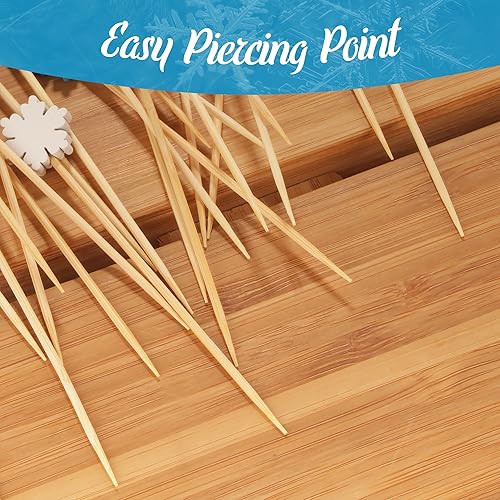 Miniatura 9 de BambooMN - Pinchos de bambú con copos de nieve para aperitivos y postres y cócteles - 3.9" (10 cm) - Azul, Blanco, Oro, Plata - 300 piezas