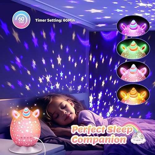 Miniatura 3 de Luz nocturna de unicornio para niños, juguetes 3 en 1, unicornios y cielo estrellado y mar, proyector de luces nocturnas para 3, 4, 5, 6, 7, 8, 9,