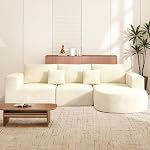 104" Modular Sectional Sofa Couches, Cloud Couches for Living Room, Boneless Sofa with Deep Seat,L-Shape Couch with Right Chaise,No Assembly Required,Beige