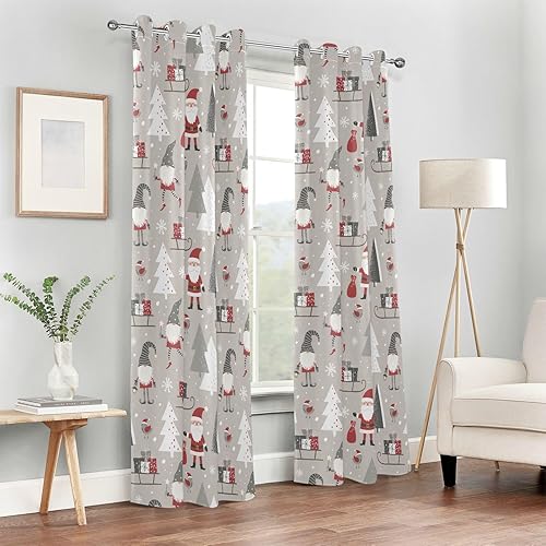 Miniatura 6 de Cortinas negras de Papá Noel de Navidad de 84 pulgadas, cortinas de granja para tratamientos de ventanas, divisores de habitación, cortinas de