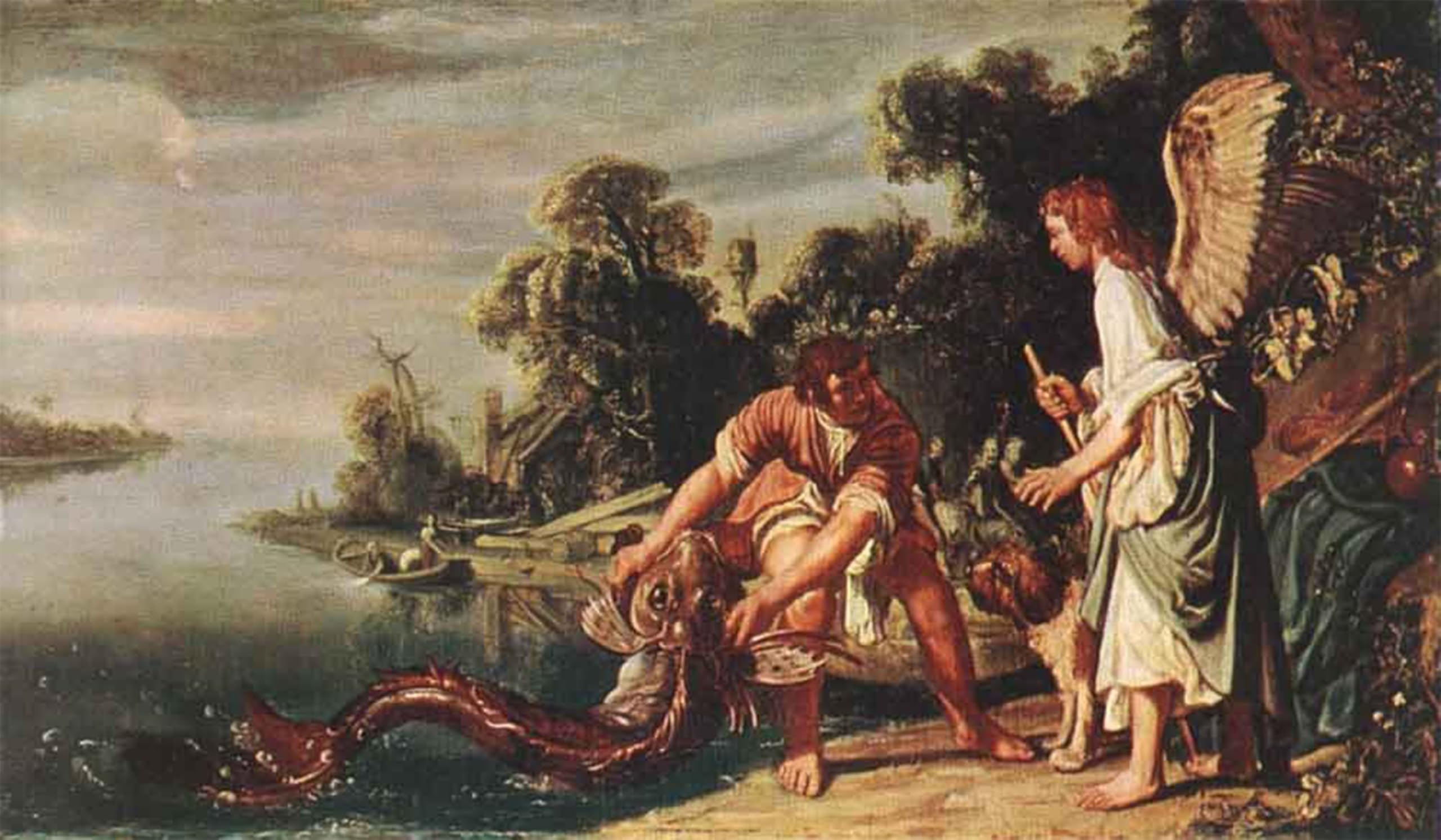 POSTERIIk Famous Print Pop Art Wall Art Graffiti the Angel and Tobias with the Fish by Pieter Lastman Art Prints for Home Decor 60x90cm