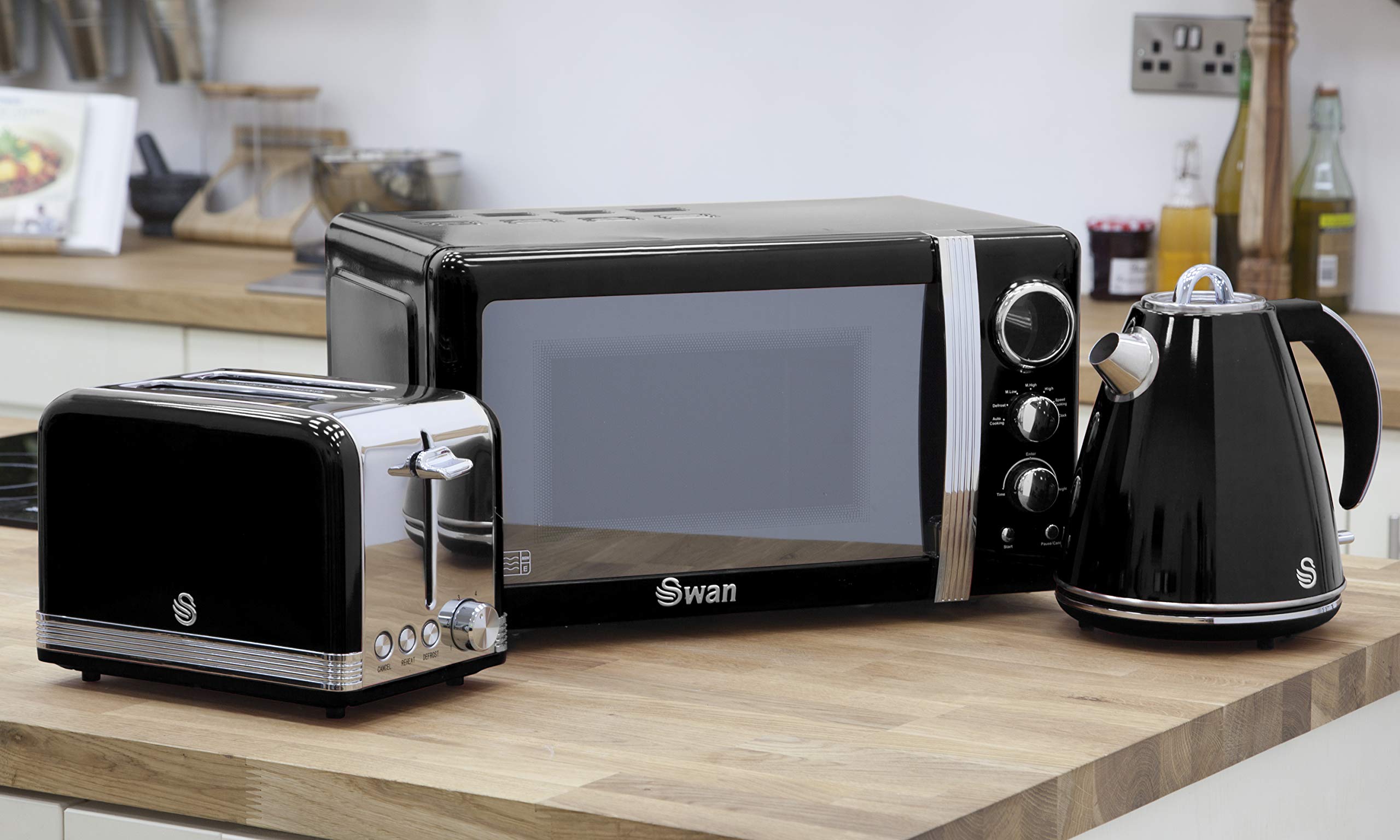 Retro Kitchen Pack by Swan Digital Microwave 800w 20L, Jug Kettle 1