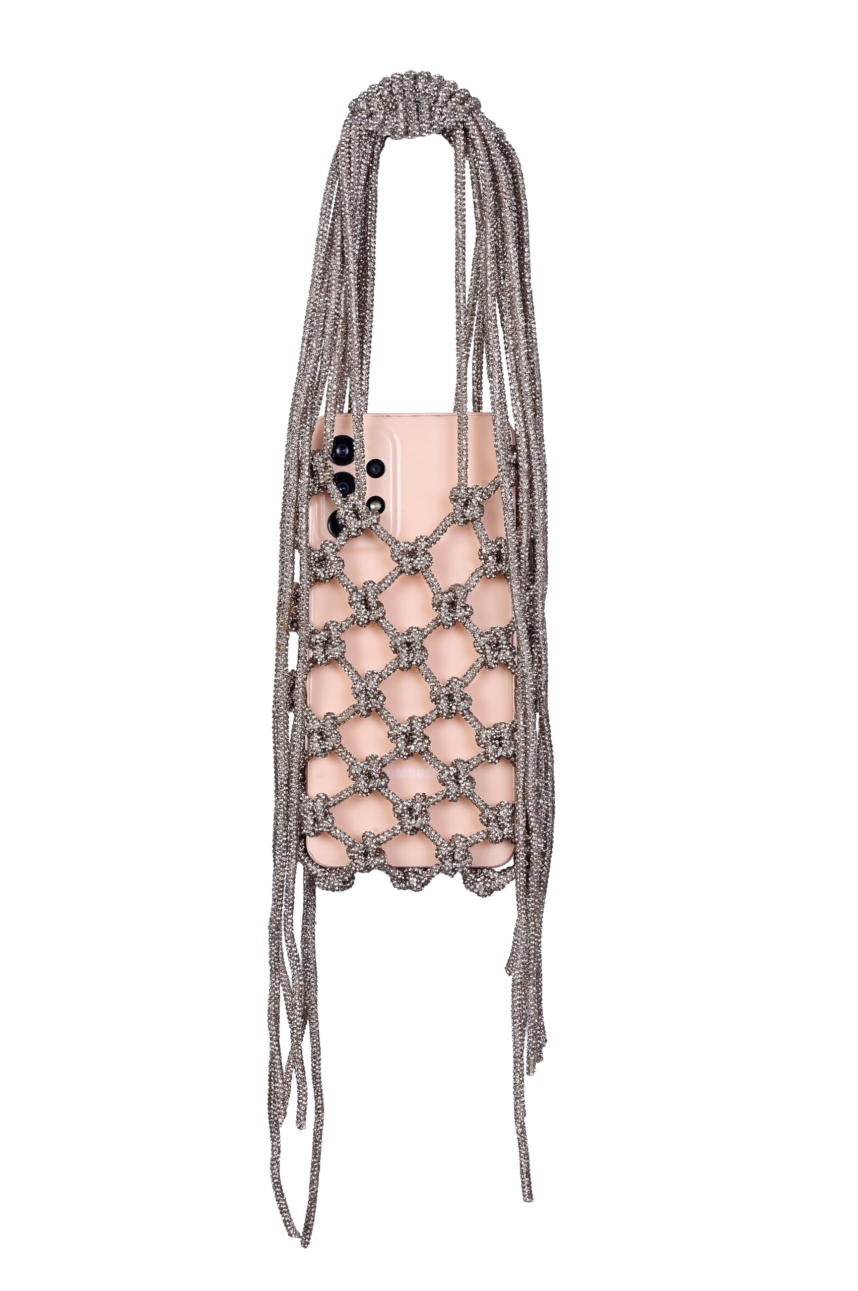 qued Women Sling Bag | Elegant Antique Gold Handle Wrist Bag | Stylish Mobile Holder | Glittery Polyester Fabric | Compact Size-picture-14