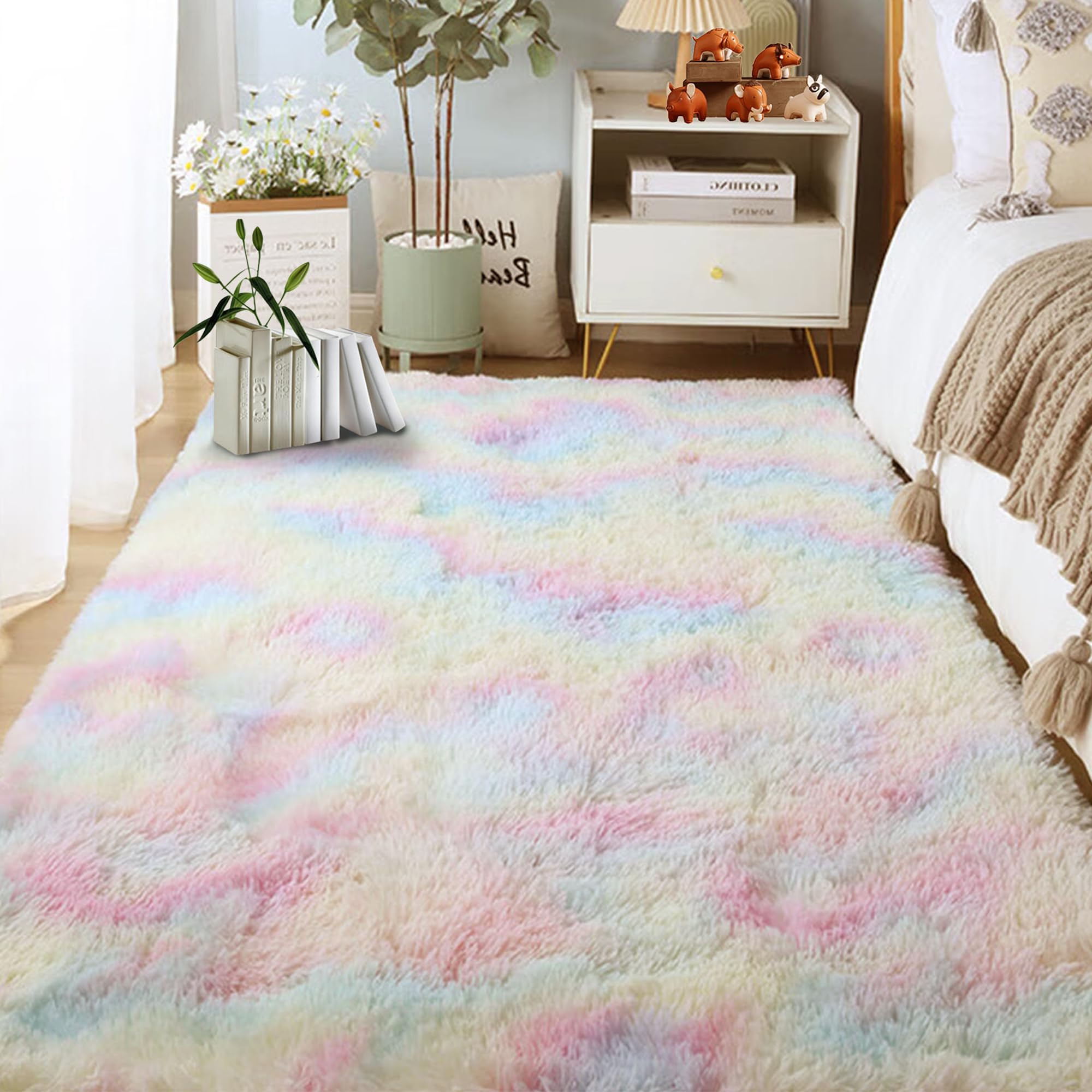 Tapis de sol doux lavable en machine 120x190 shaggy moderne