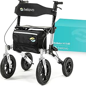 Helavo Rollator mit Pannensicheren Vollgummireifen für Draußen ...