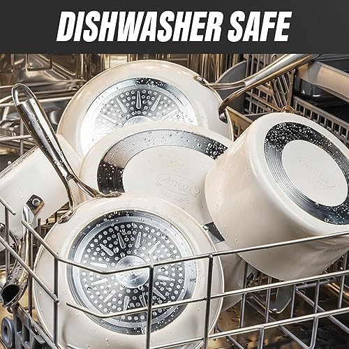 Miniatura 7 de Gotham Steel Juego de 12 utensilios de cocina de cerámica antiadherentes, juego de ollas y sartenes de cerámica antiadherentes con vaporizador para