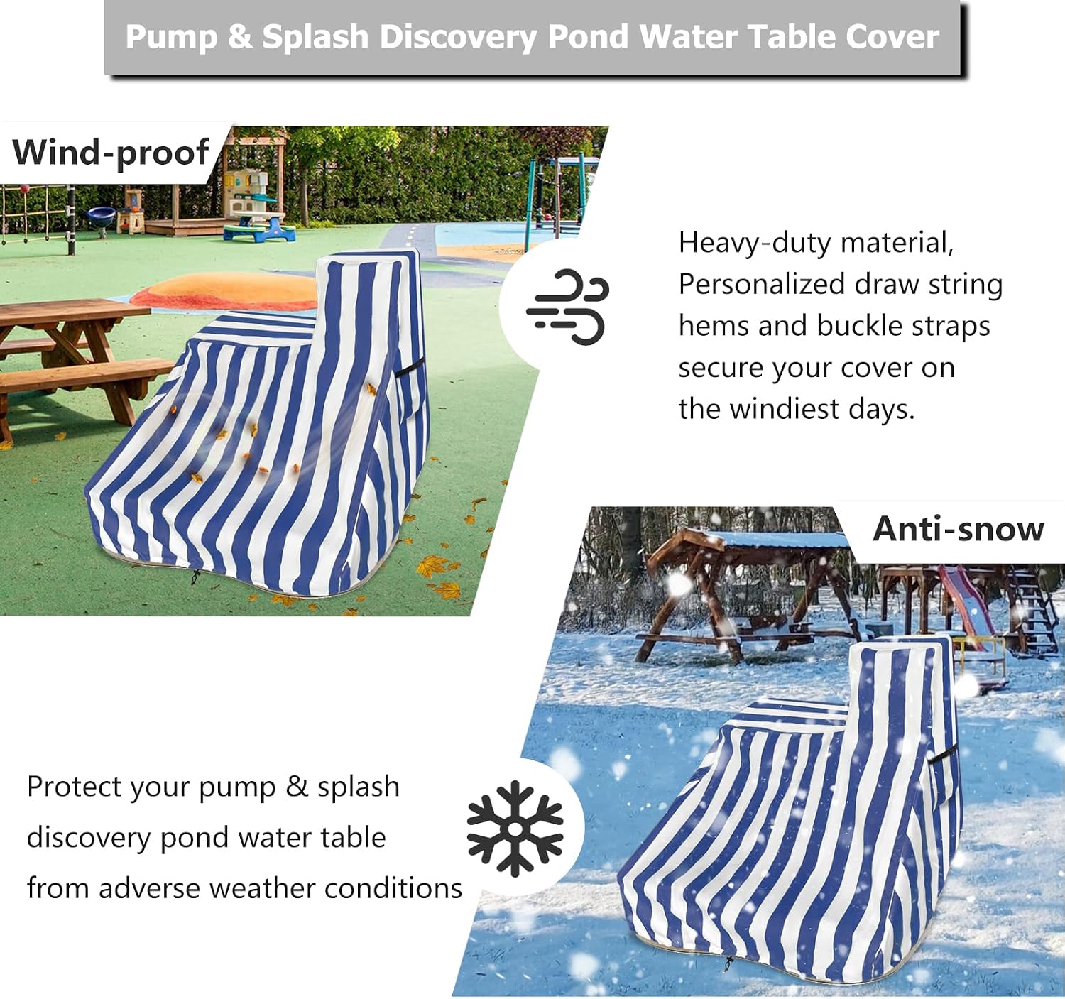 Kids Water Table Cover for Pump & Splash Discovery Pond Water Table,Waterproof Dust Proof Anti-UV Outdoor Kids Water Sensory Table Pool Cover(Cover only,Blue)