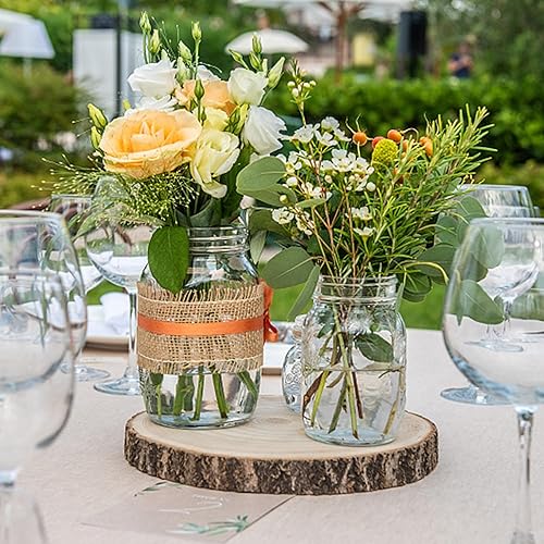 Miniatura 4 de Sancodee 8 piezas grandes de madera sin terminar, losas de madera de 11 a 12 pulgadas para centros de mesa, círculo de madera natural, centros de